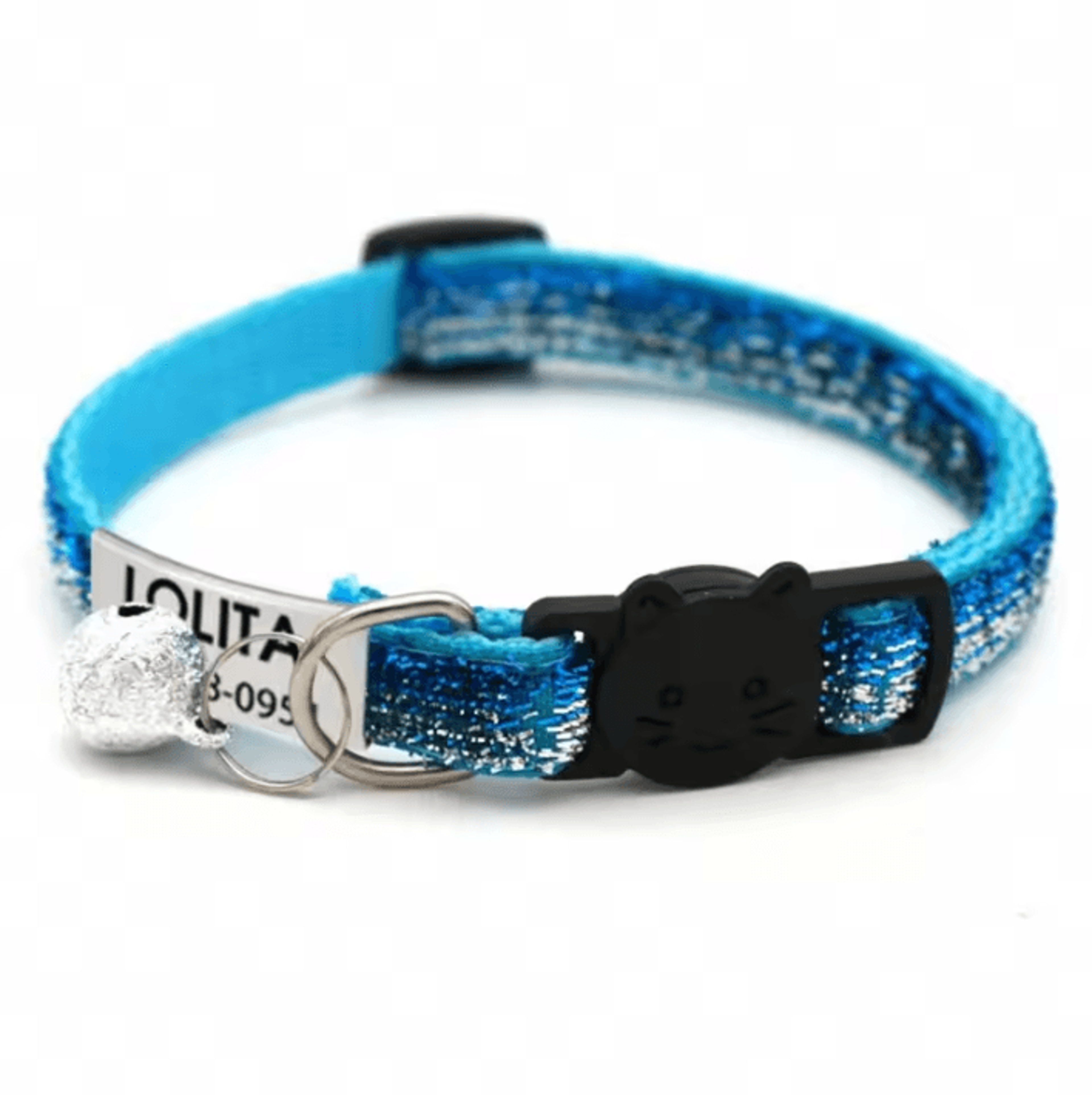 SparkleSafe Personalized Glitter Cat Collar  Custom Engraved Breakaway Collar With Bell 6