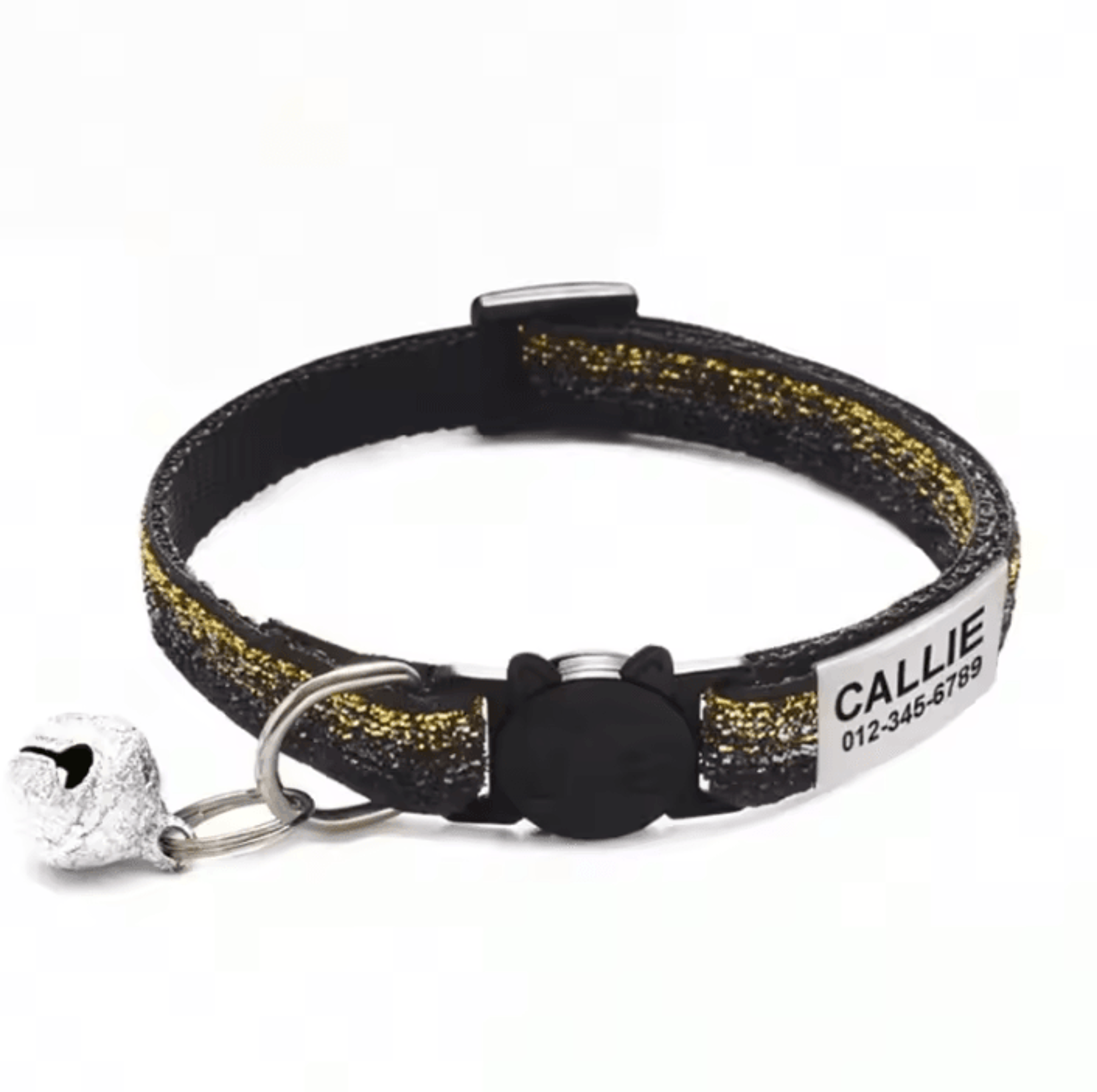 SparkleSafe Personalized Glitter Cat Collar  Custom Engraved Breakaway Collar With Bell 8
