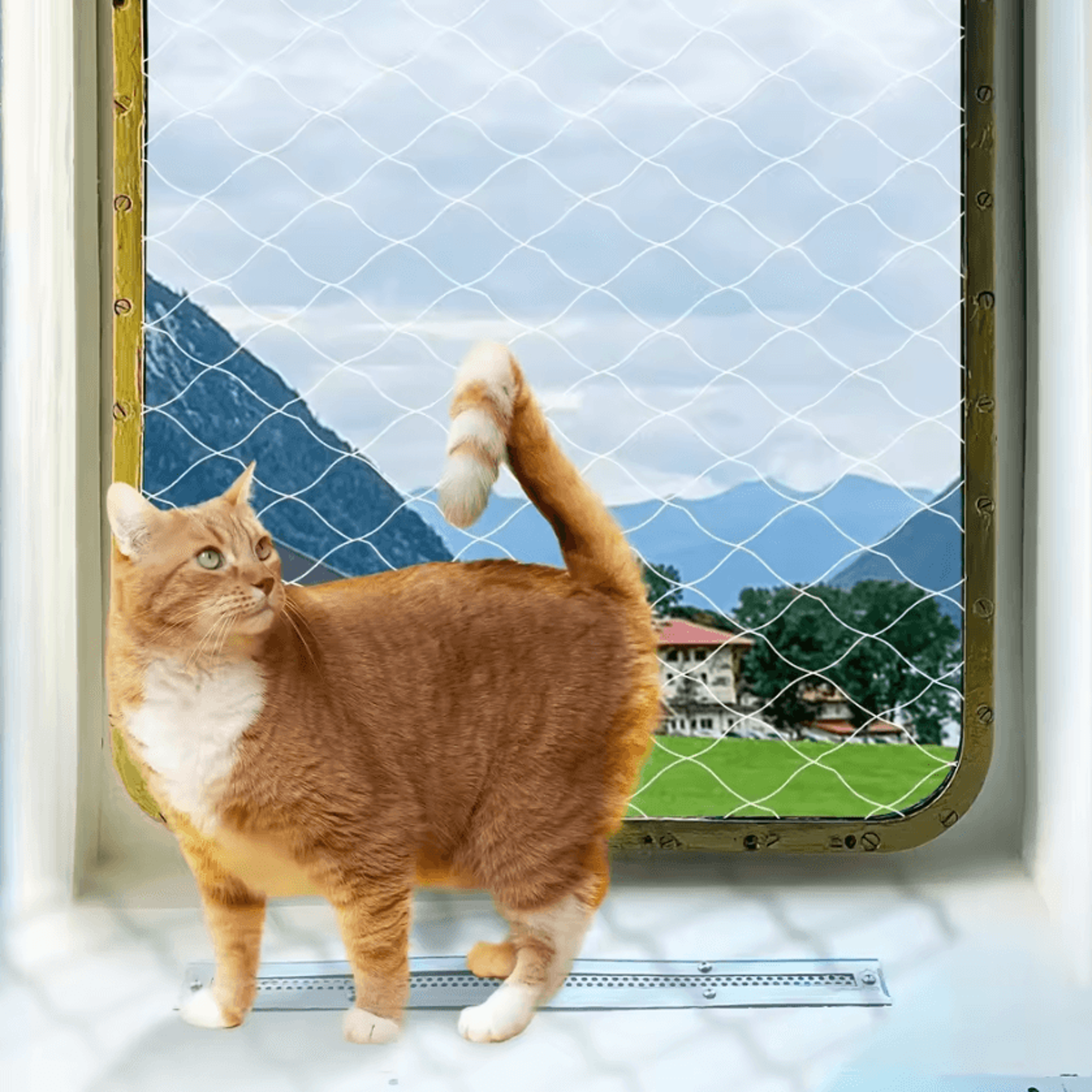 clearguard cat balcony safety net – cat safety net for balconies, stairs & escape prevention