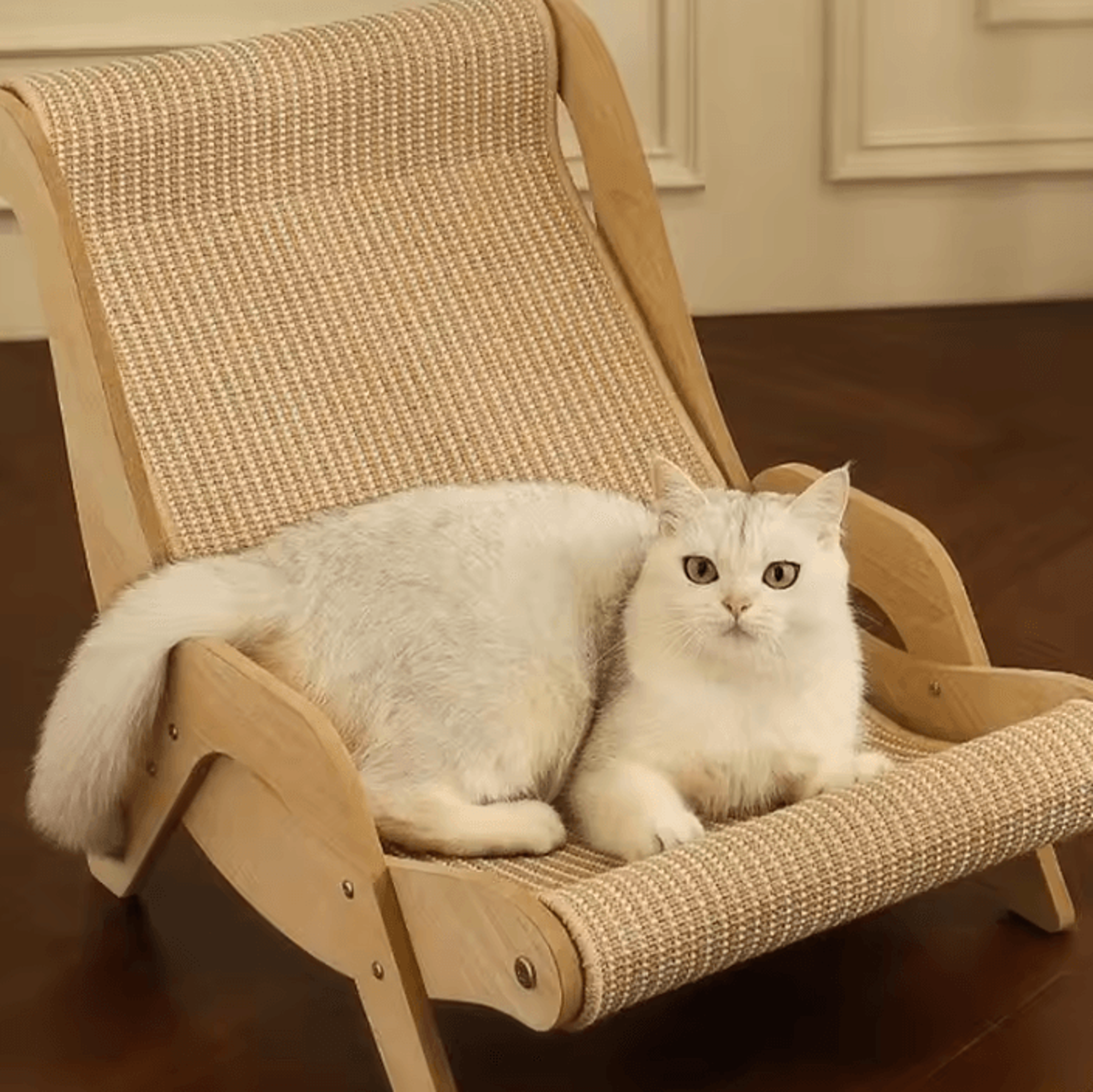 sisal wooden cat lounge scratcher chair for indoor cats