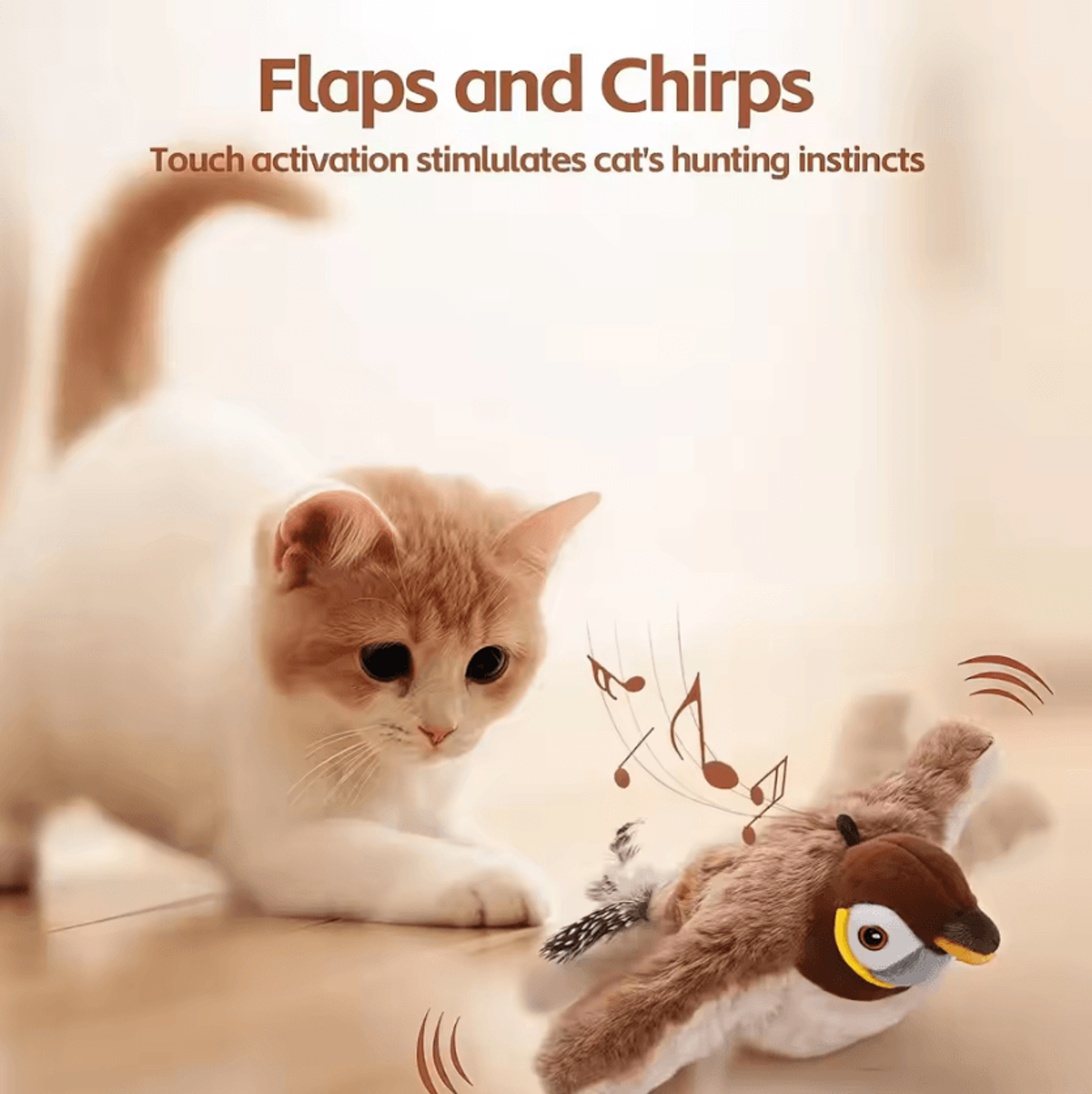 TouchActivated Chirping  Flapping Bird Interactive Pet Toy 1