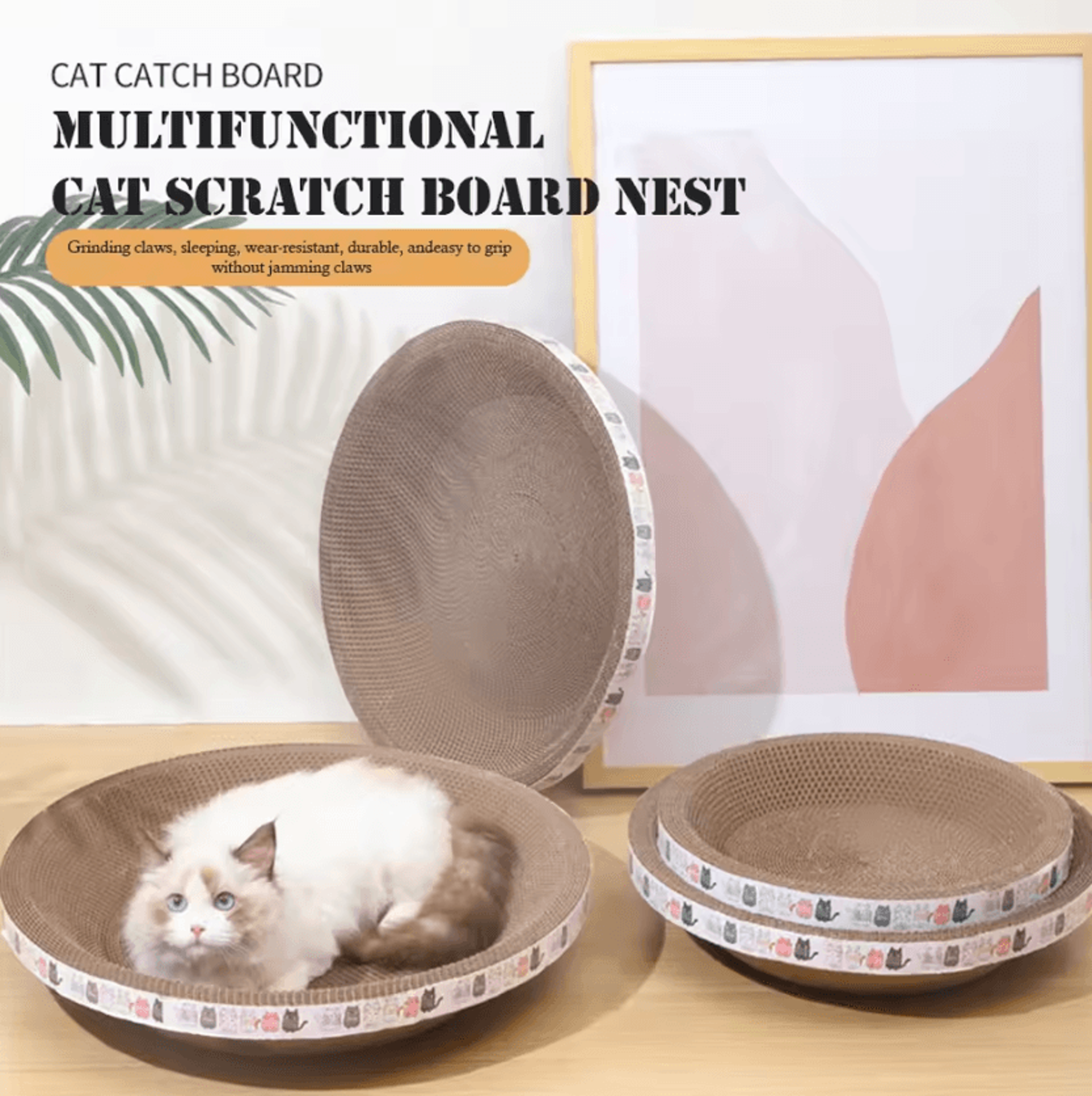 oval corrugated cat scratcher bed for indoor cats
