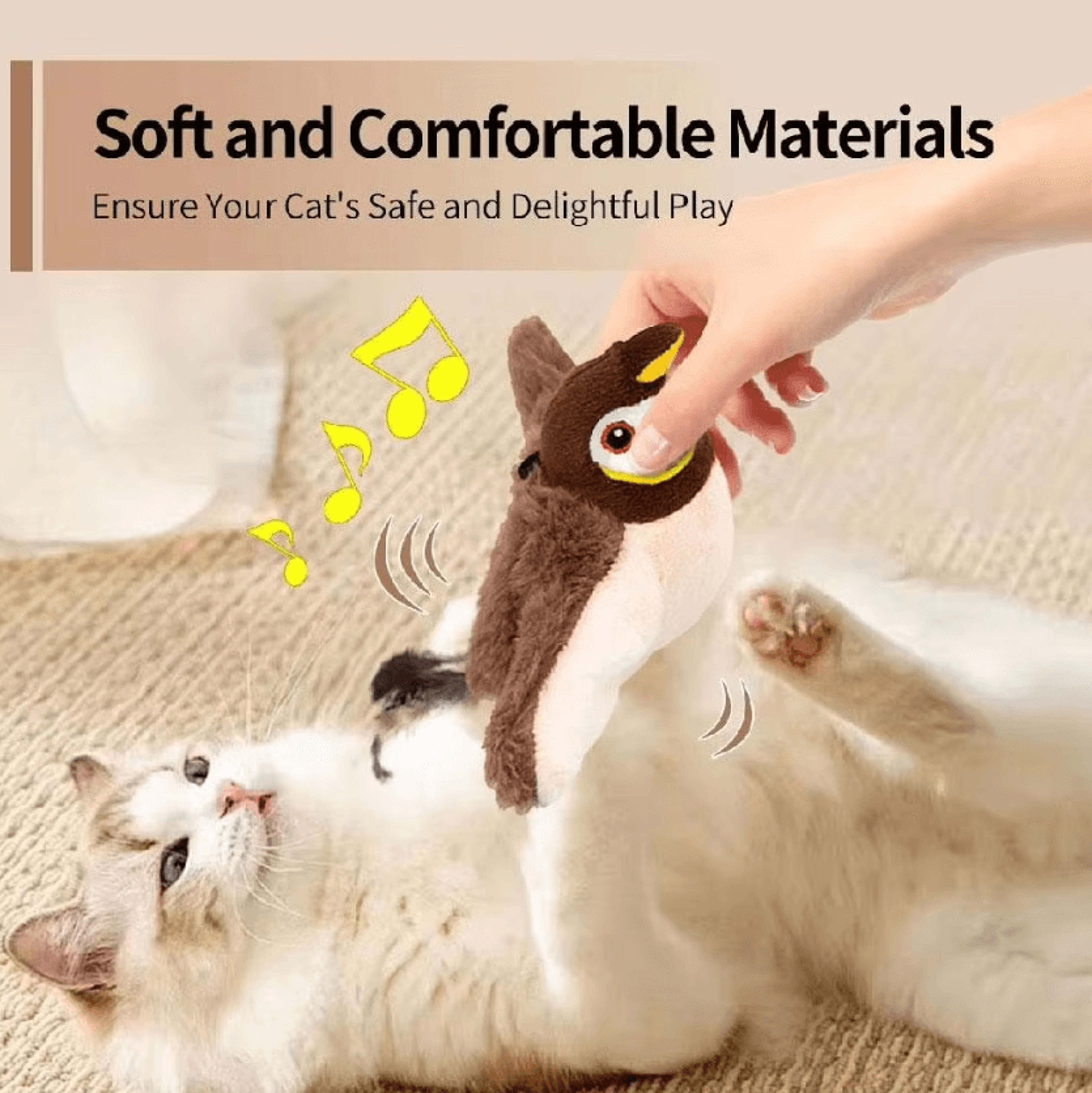 Interactive Flapping  Chirping Bird Cat Toy With Catnip 1