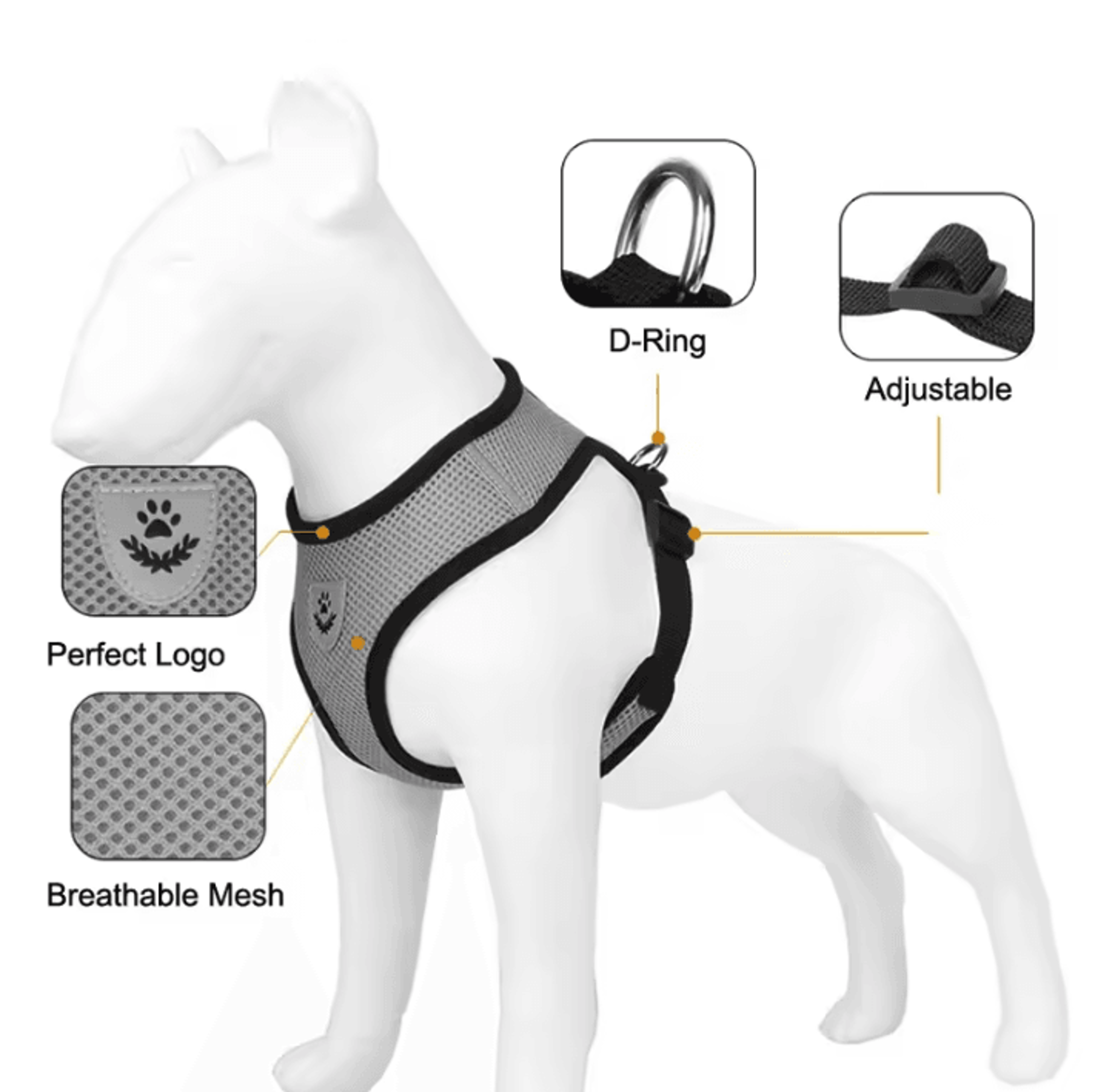 Reflective EscapeProof Cat Harness  Leash Set 2