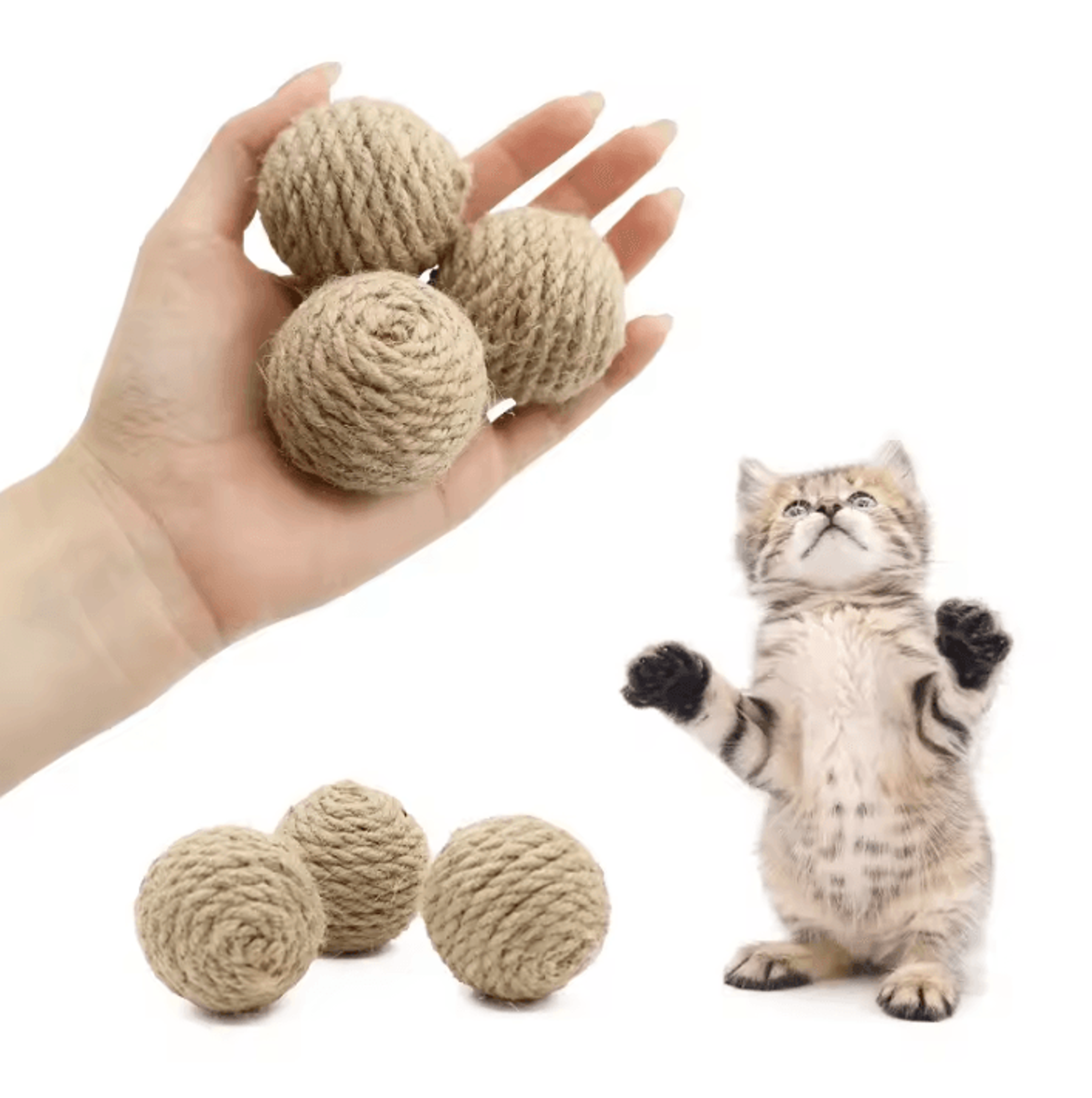 natural sisal chew & fetch ball for cats