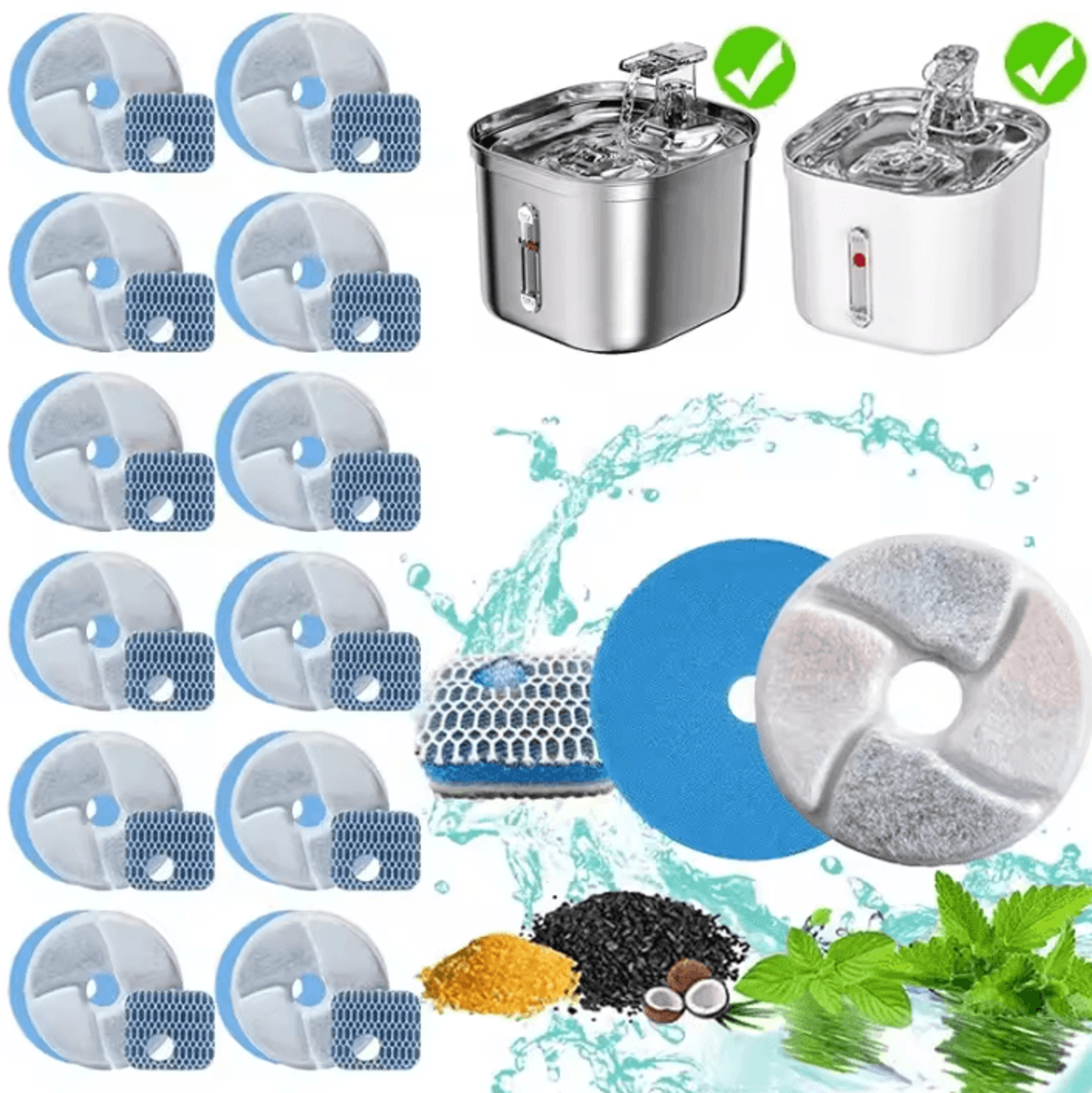 pureflow 12-pack pet water fountain replacement filters for cats & dogs