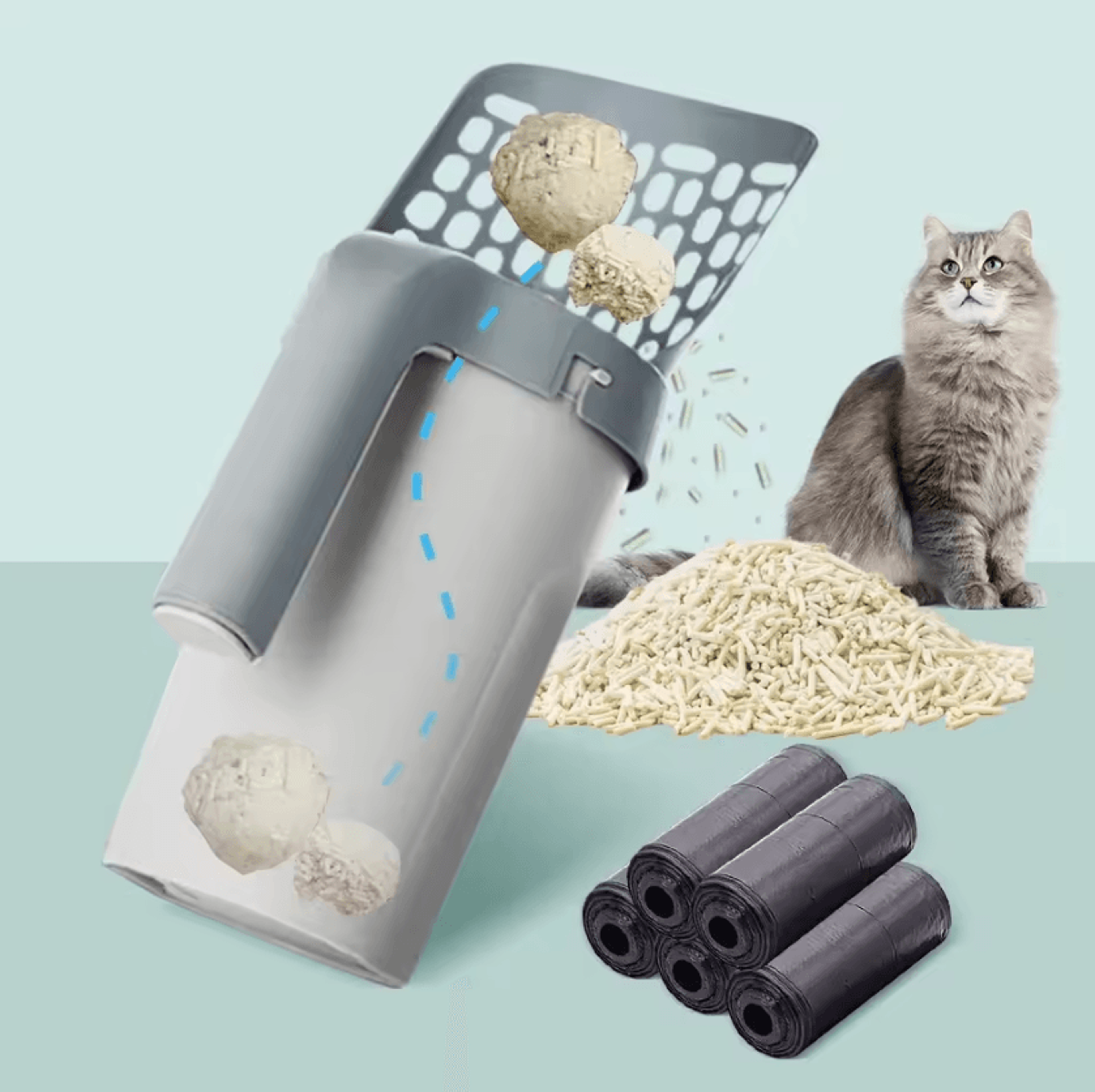 cleanscoop litter scoop with waste bag dispenser