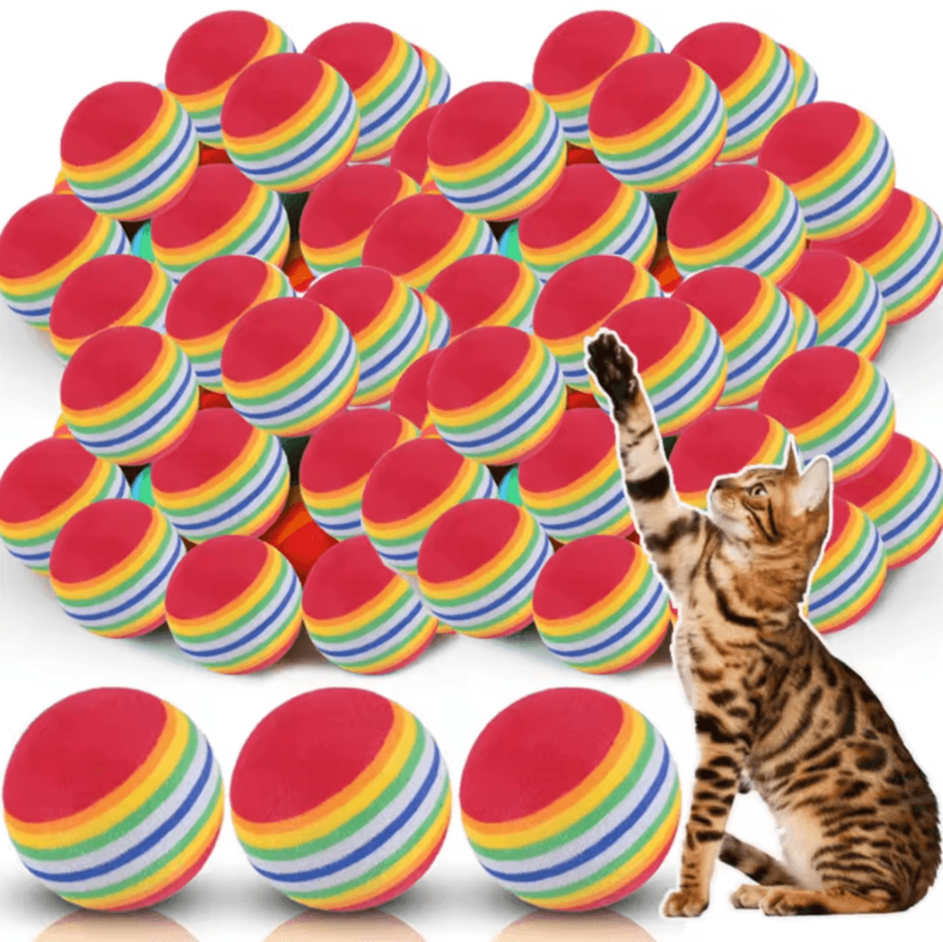 rainbowbounce eva cat toy balls – interactive chew & chase play set