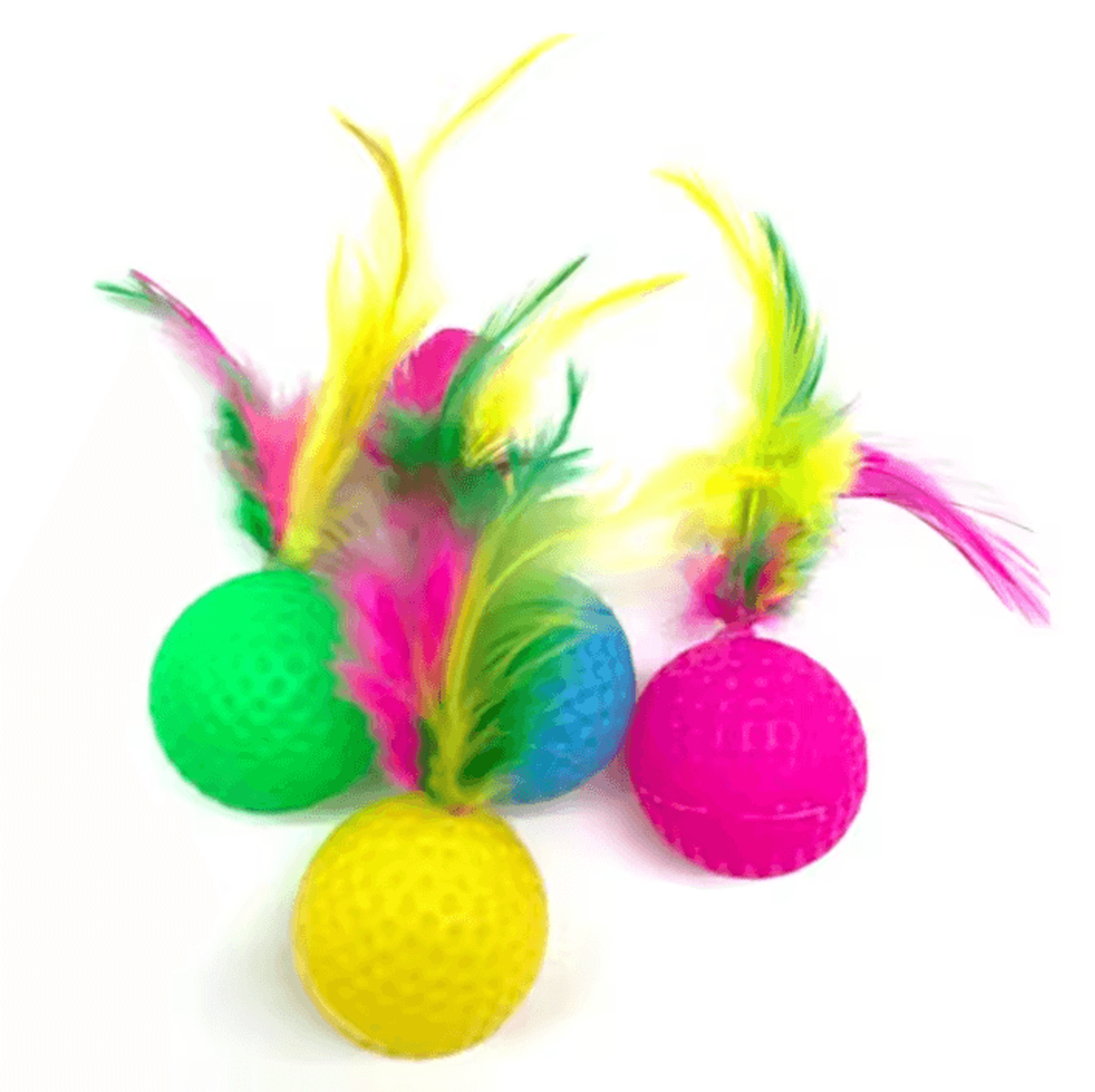 FlutterKick Cat Badminton Toy Set  Crinkle Feather Chase Balls 5 Pack 4