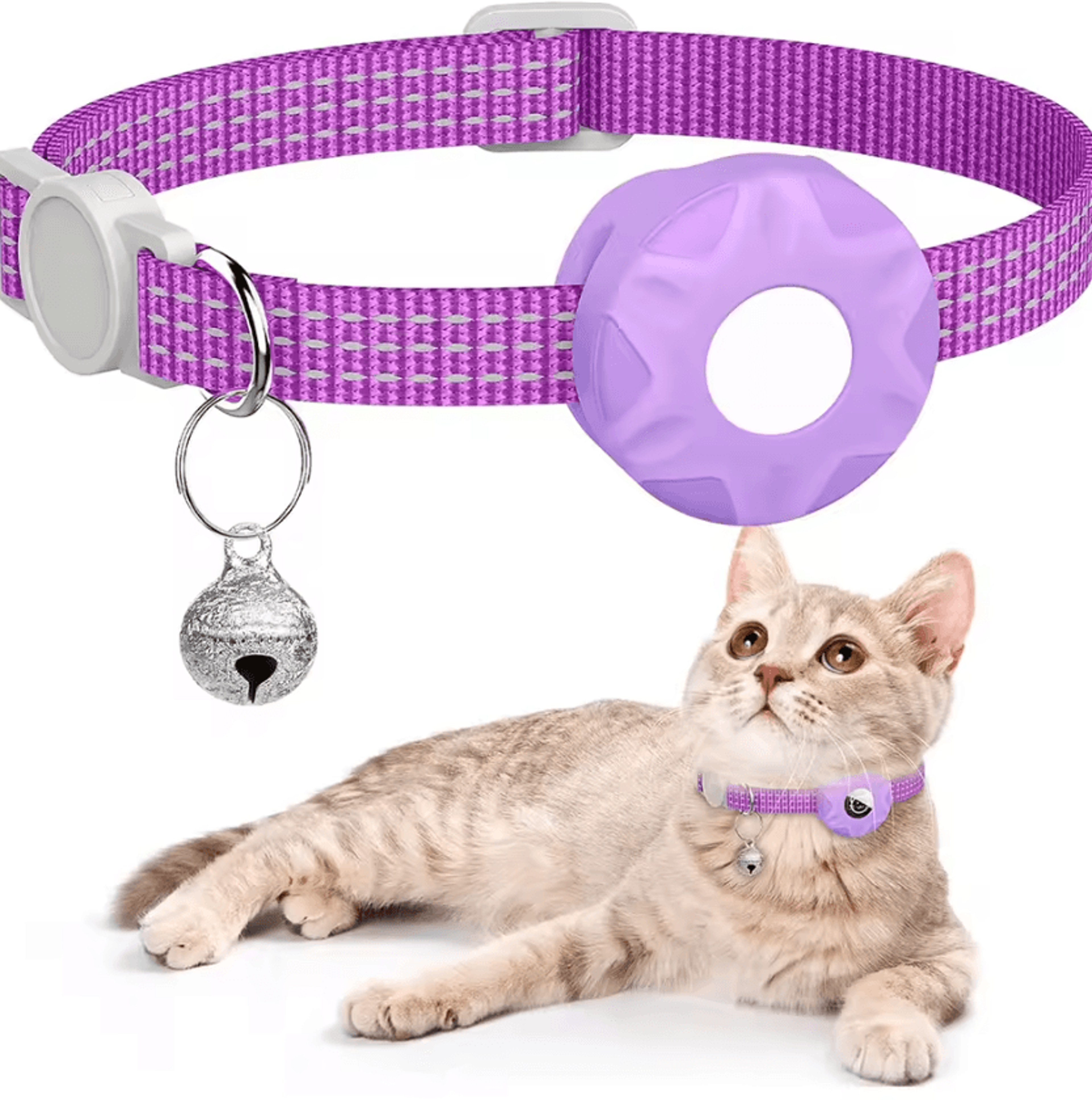 TrackBell AirTag Cat Collar  Reflective Safety Collar With Bell 6