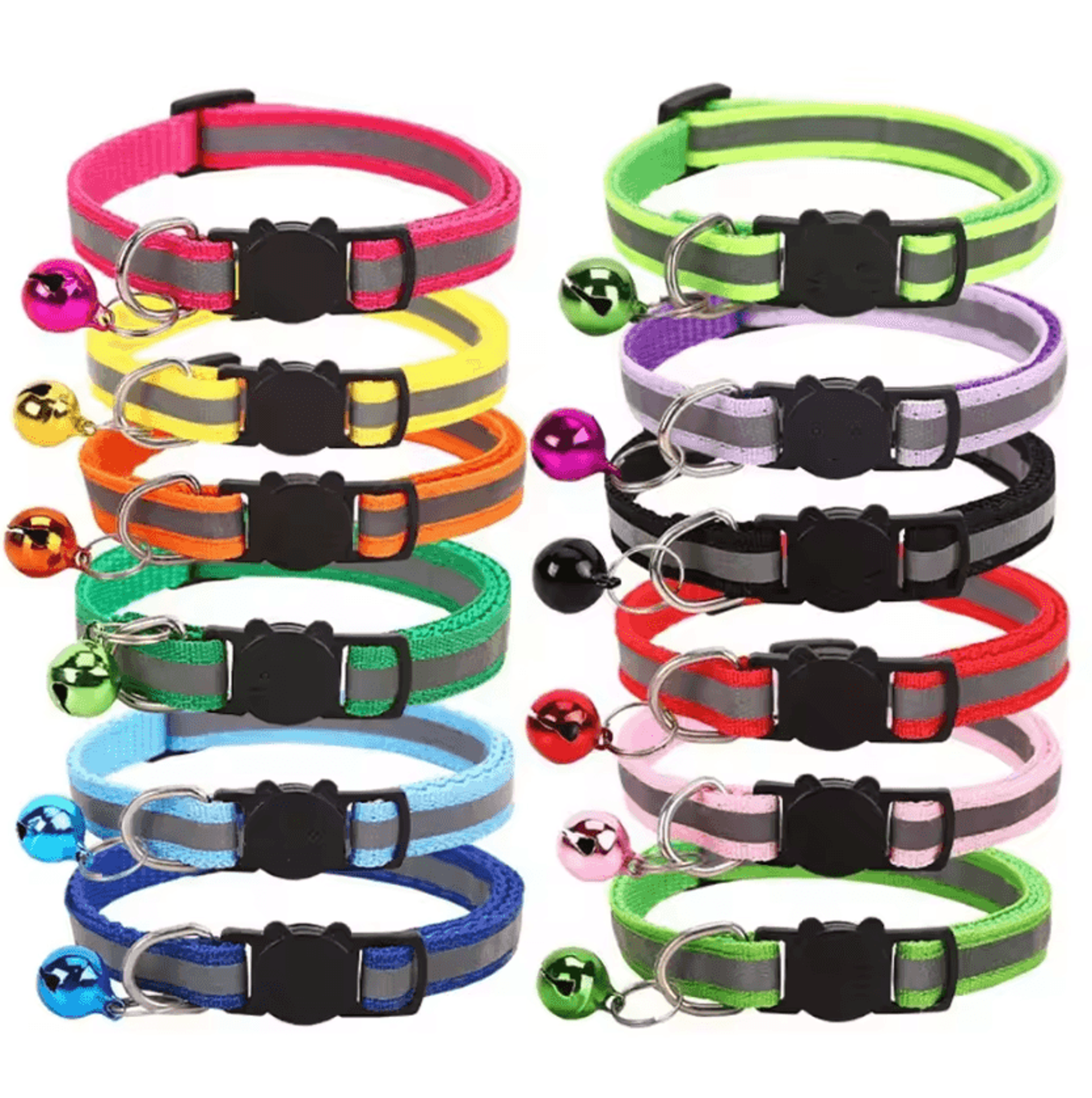 GlowSafe Reflective Breakaway Cat Collar With Bell 0