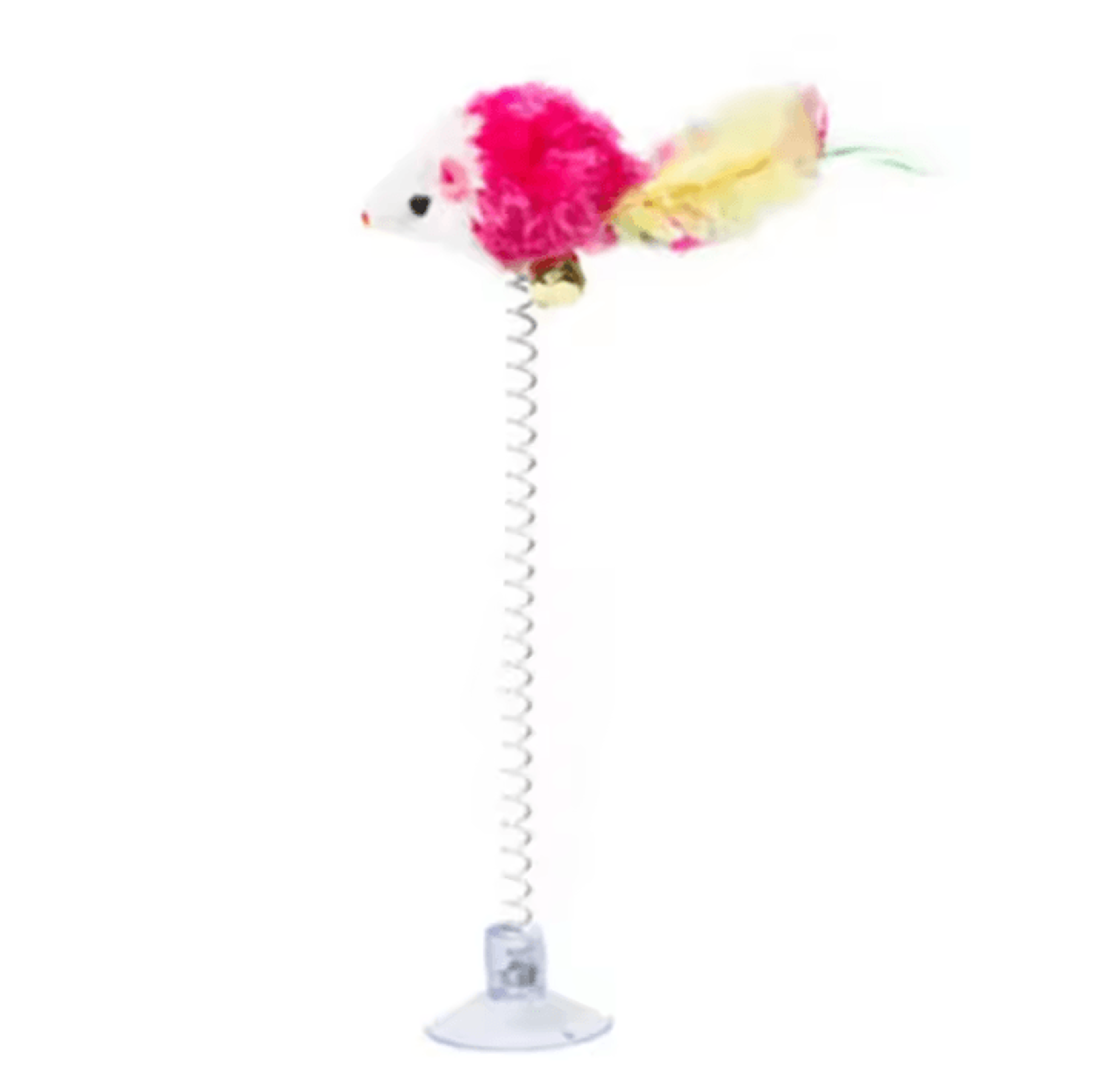 Spring Mouse  Feather Cat Toy  Interactive Suction Cup Teaser For Active Cats 4