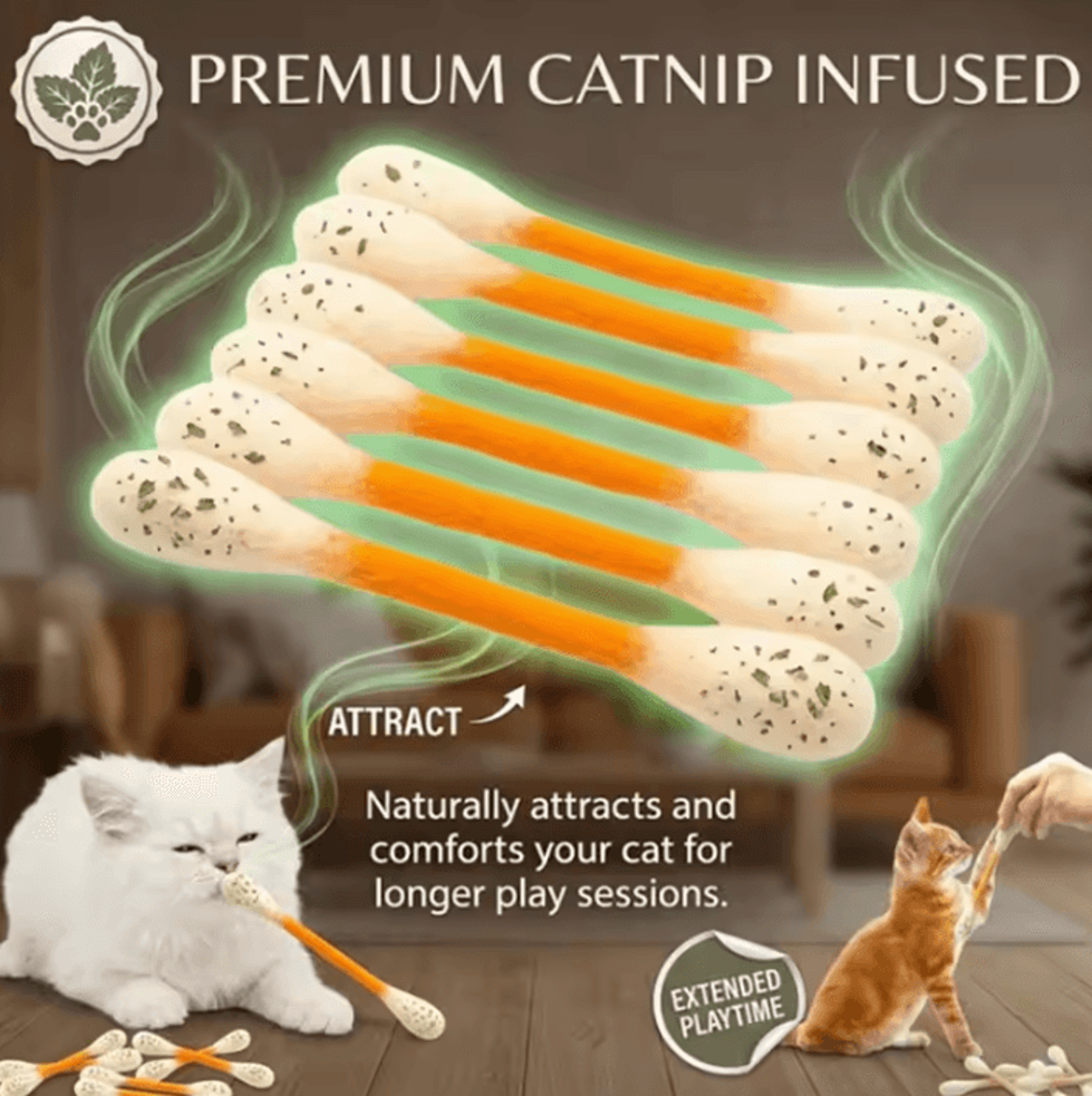 giant cotton swab catnip kicker toy – durable dental chew & interactive cat toy
