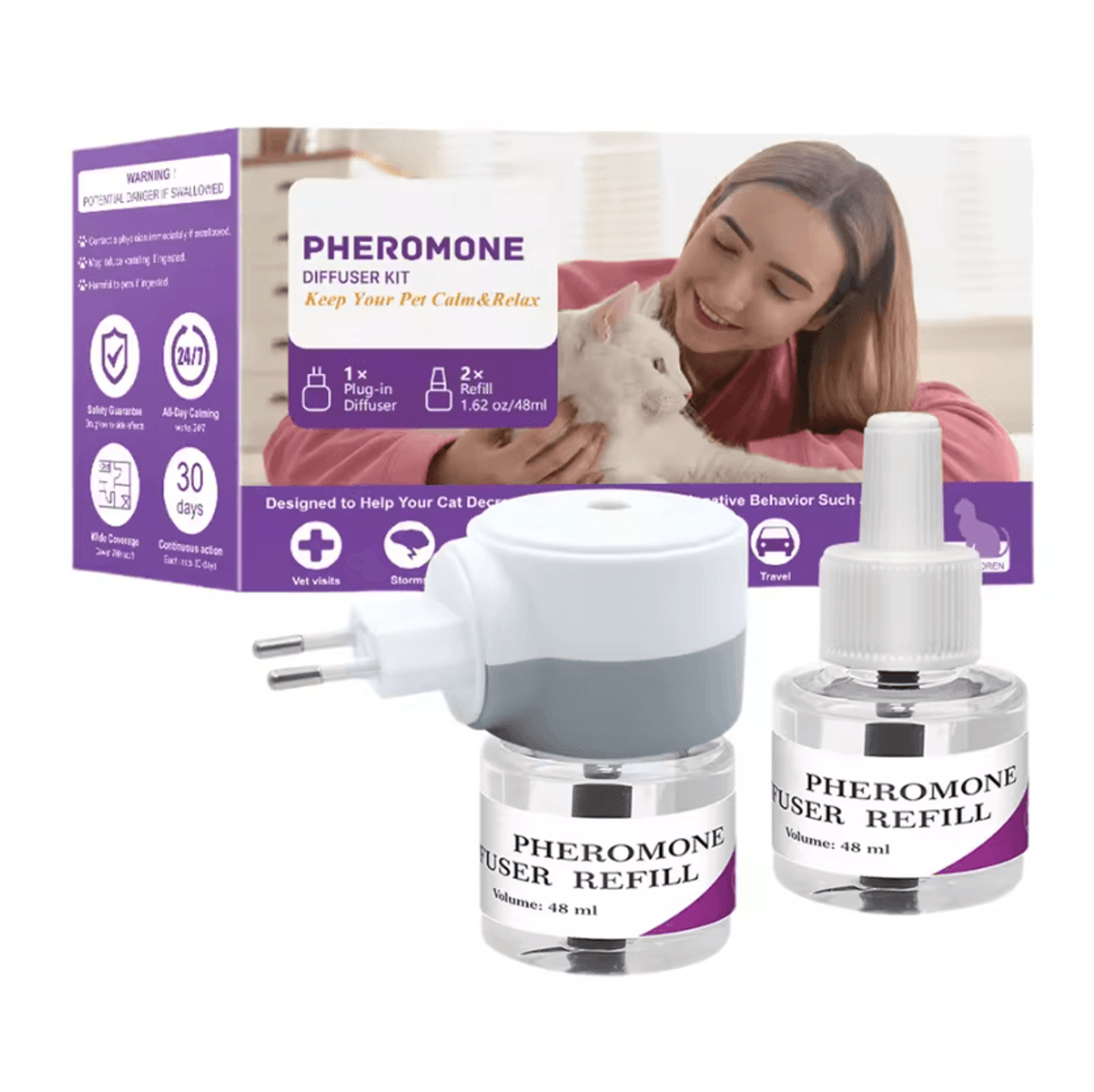 Comfort Pheromone Calming Diffuser  LongLasting Stress Relief For Cats  Dogs 3