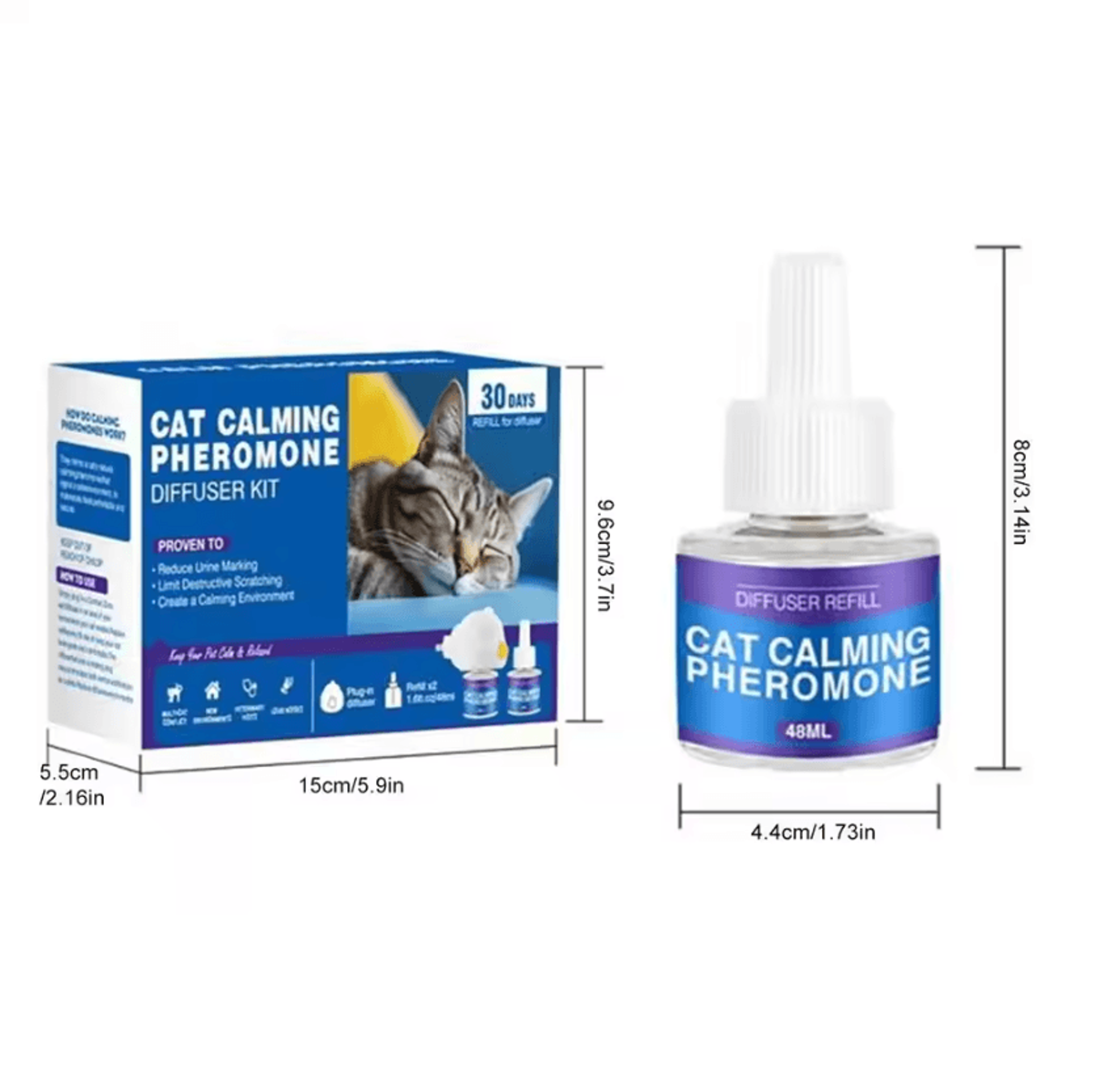 Cat Pheromone Calming Diffuser Refill  60Day Stress Relief Refill For Cats 6