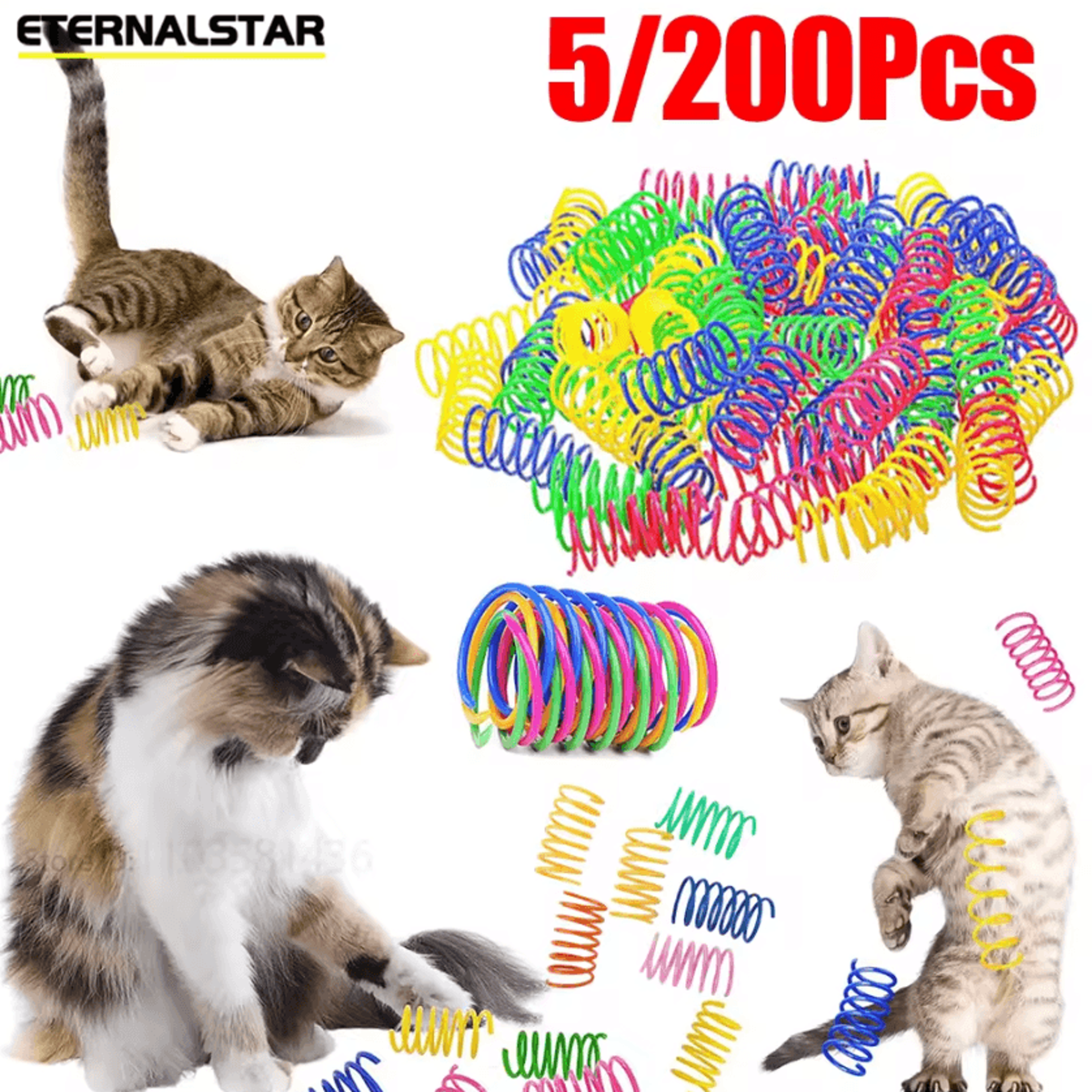 Colorful Spiral Cat Spring Toys  Interactive Bouncing Play Toys For Cats  Kittens 0