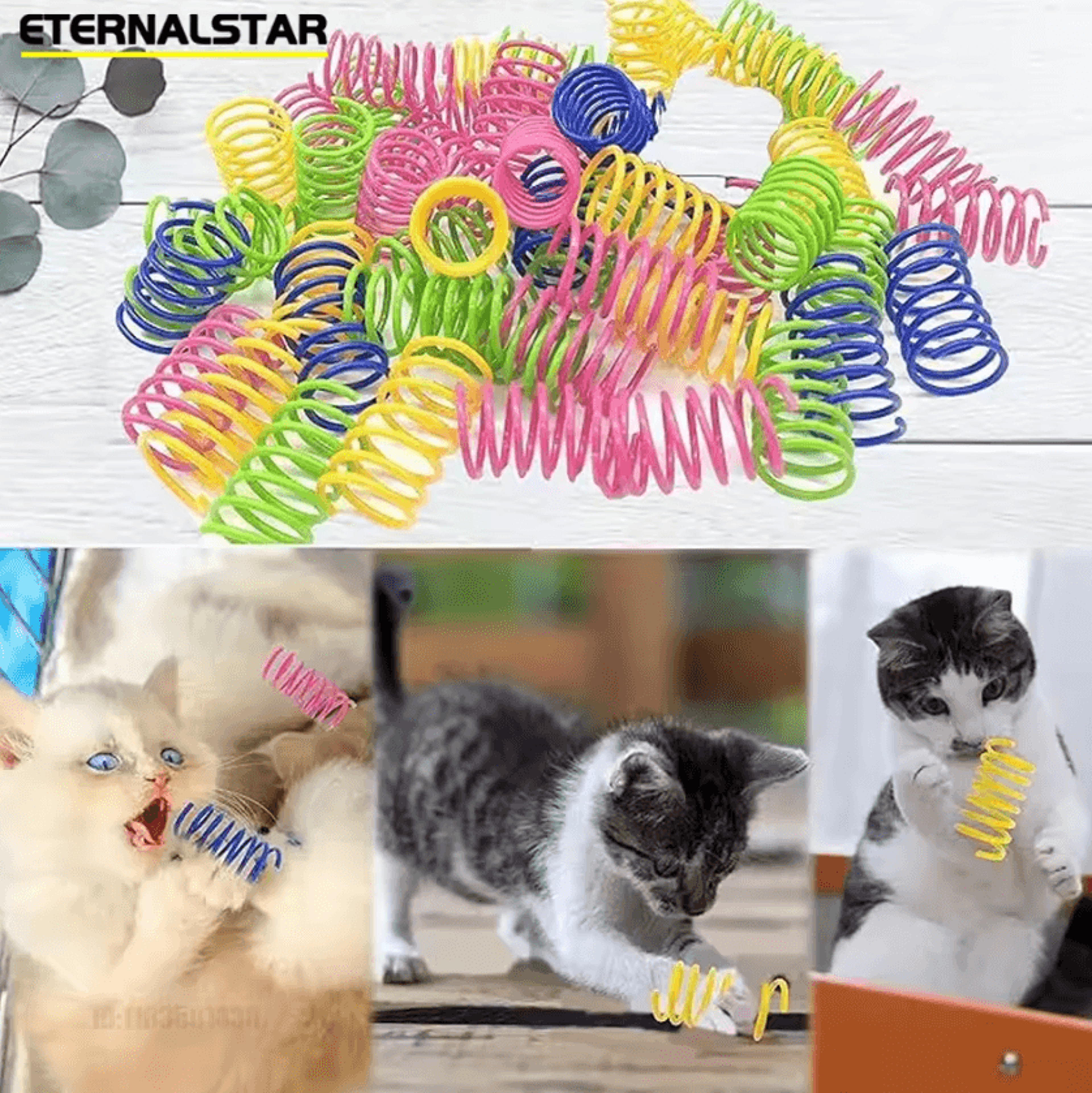 Colorful Spiral Cat Spring Toys  Interactive Bouncing Play Toys For Cats  Kittens 3