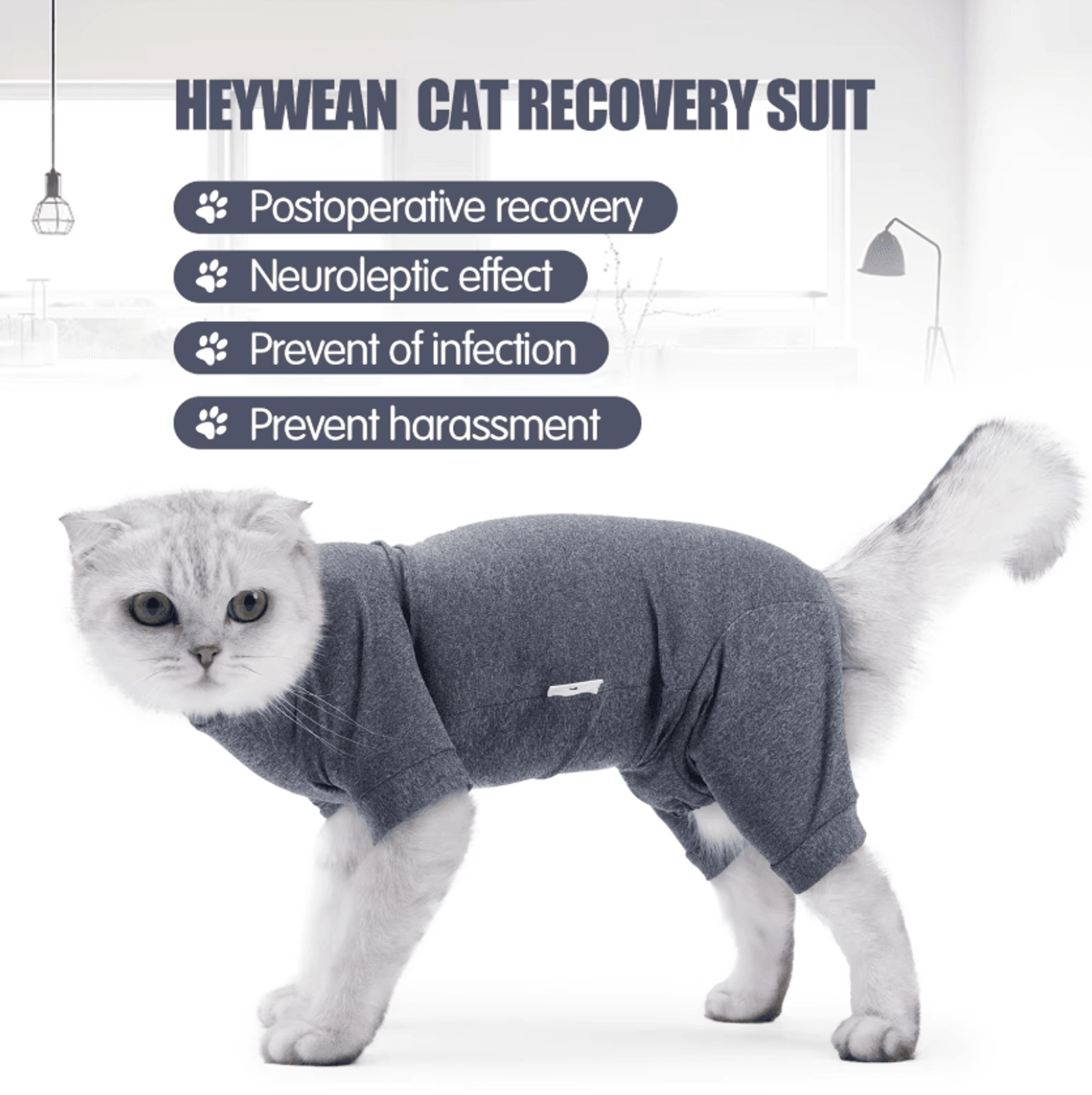 cozy cotton cat recovery suit for post-surgery healing