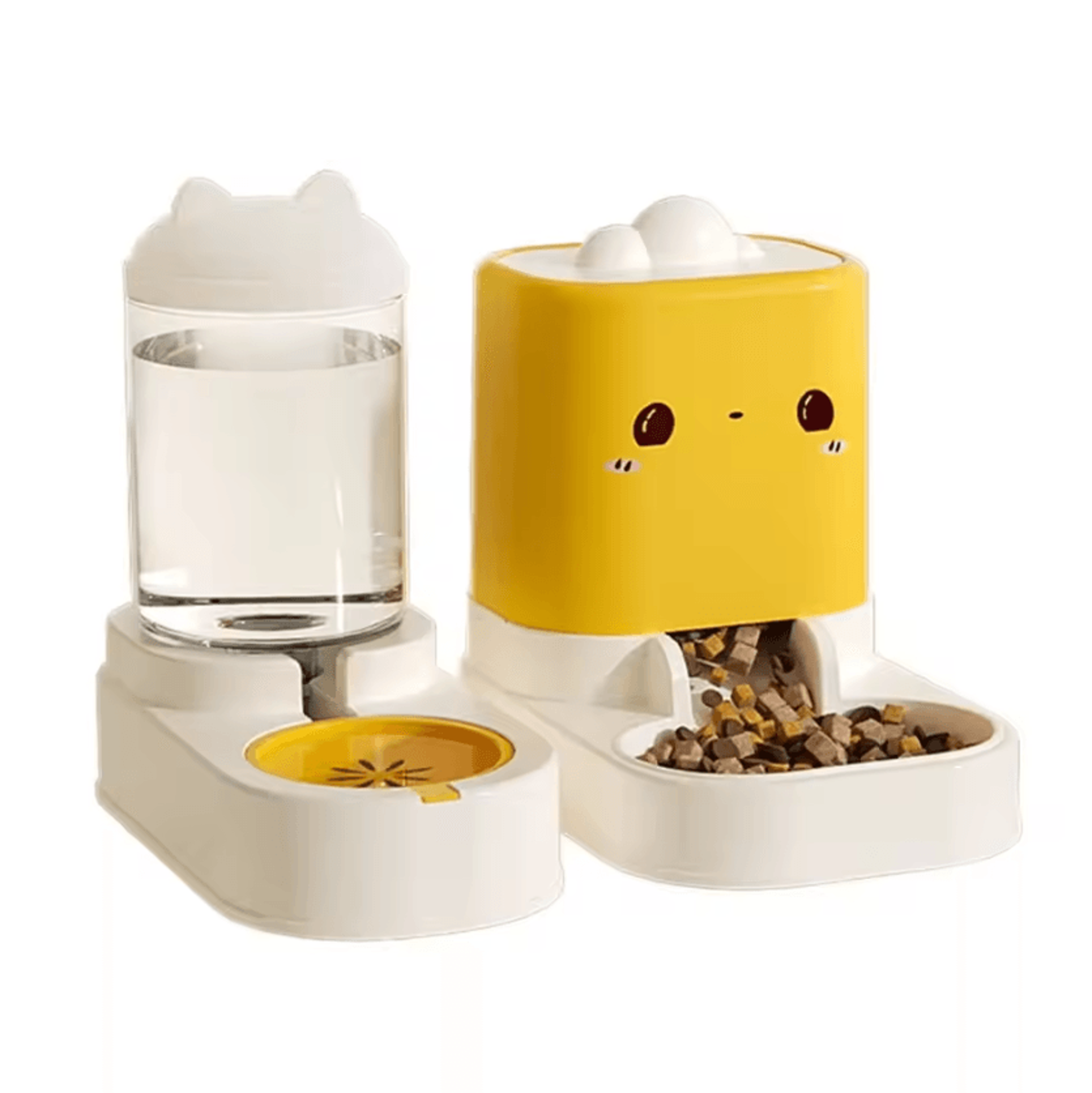 Cute CatShaped Automatic Pet Feeder  Water Dispenser Set 0