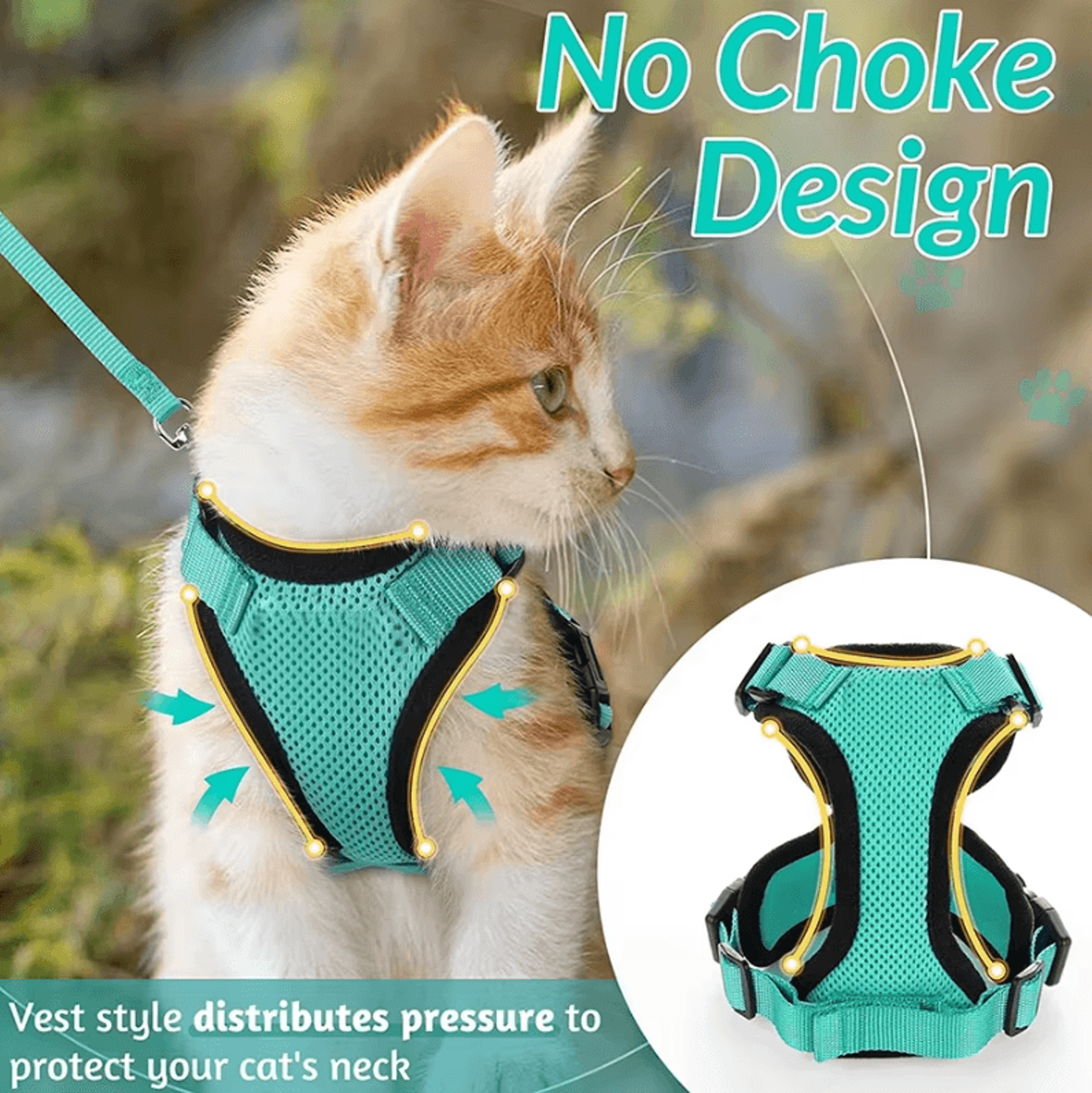 Reflective EscapeProof Cat Harness  Leash Set For Safe Outdoor Adventures 2