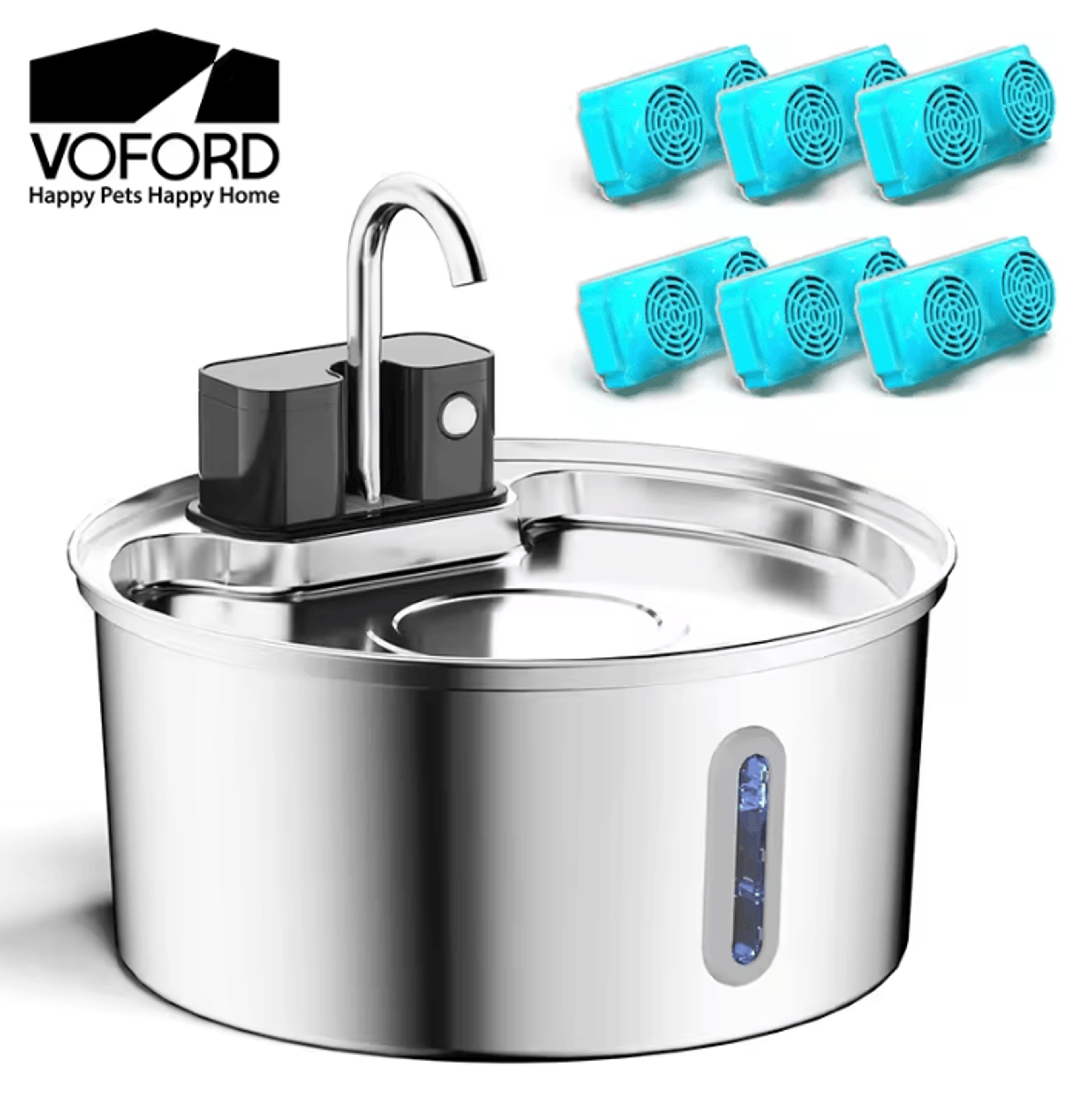 wireless stainless steel cat water fountain with 4000mah battery & motion sensor