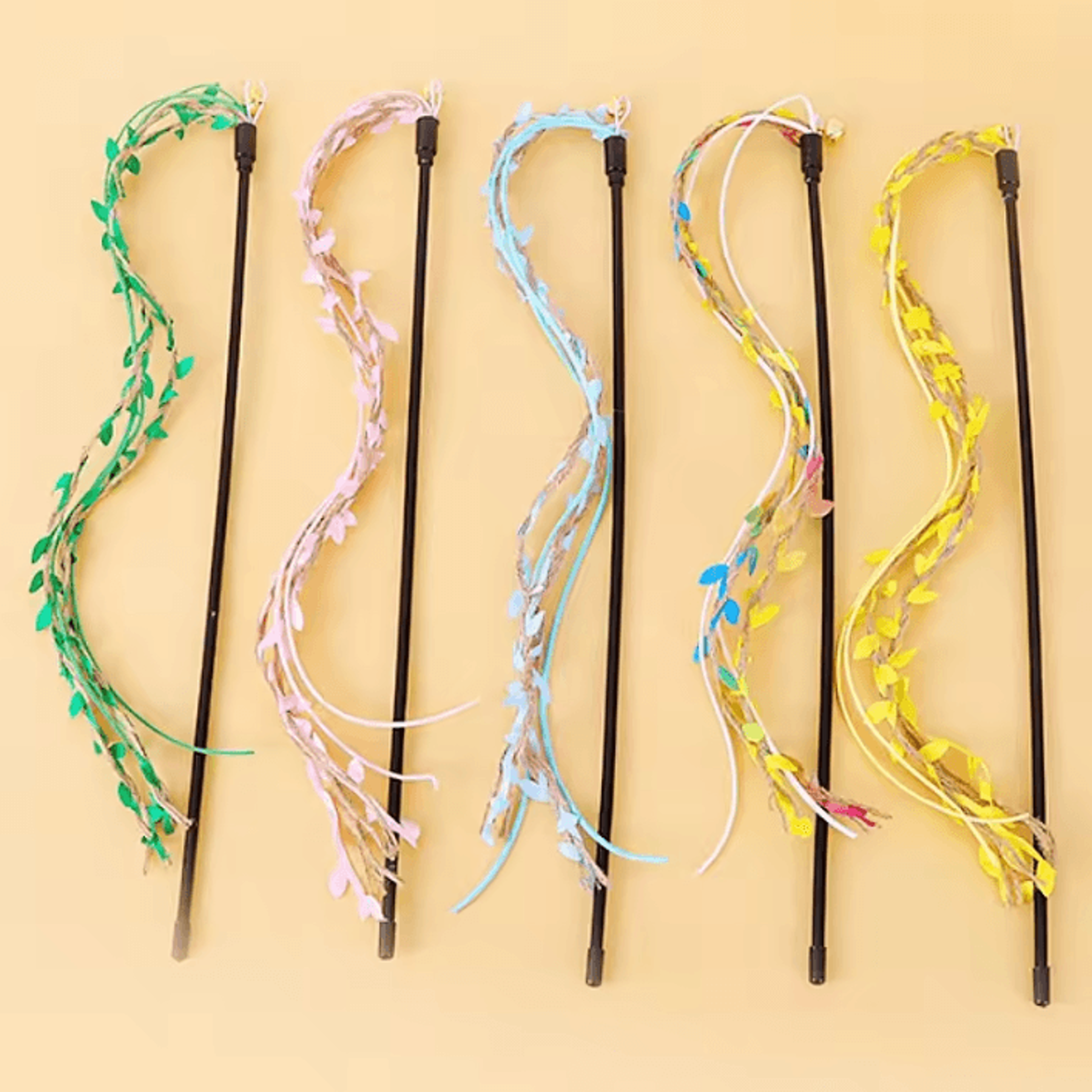 Interactive Rope Tassel Cat Teaser Wand With Bell 0