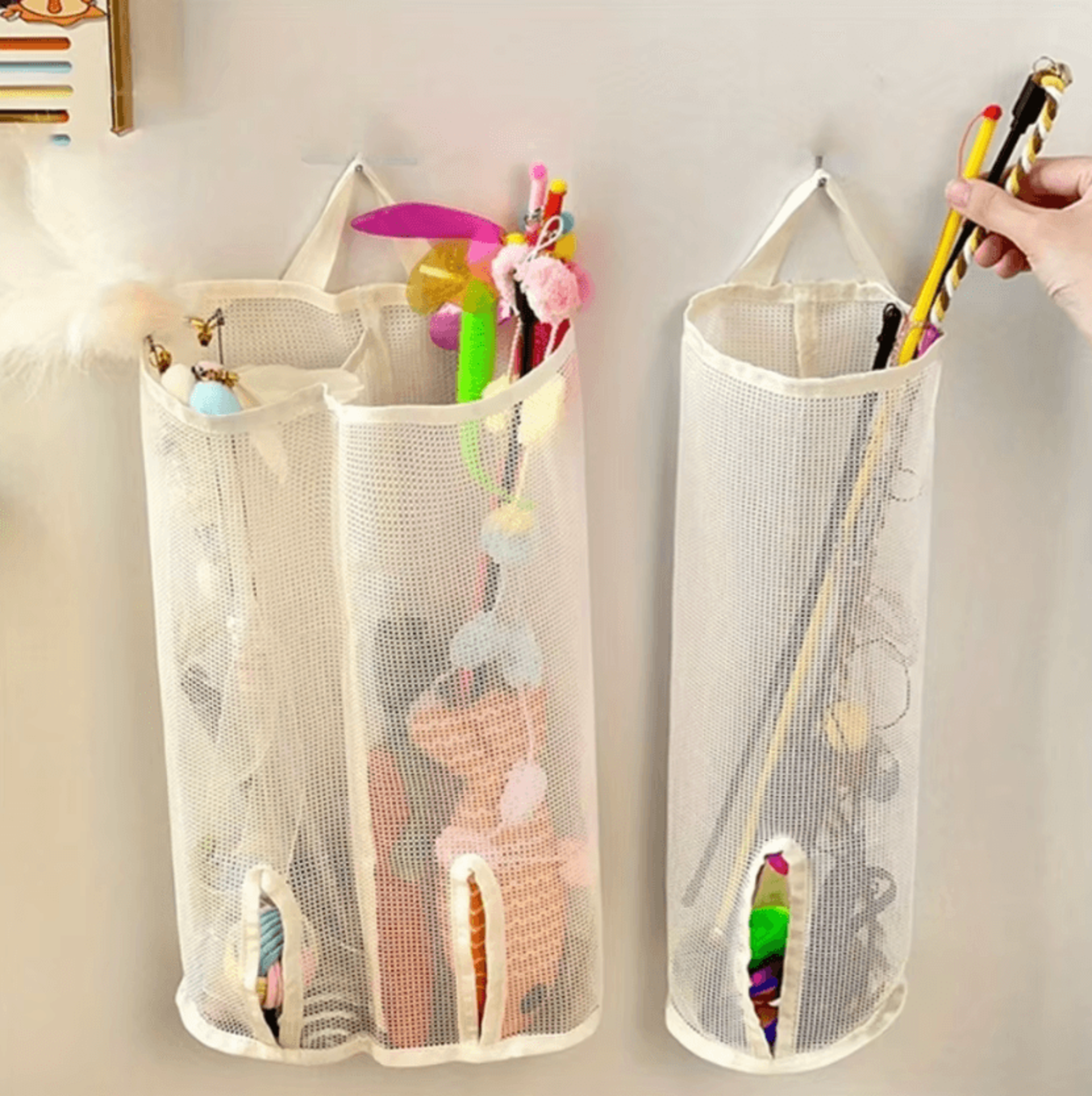 spacesaver wall-mounted pet toy storage organizer