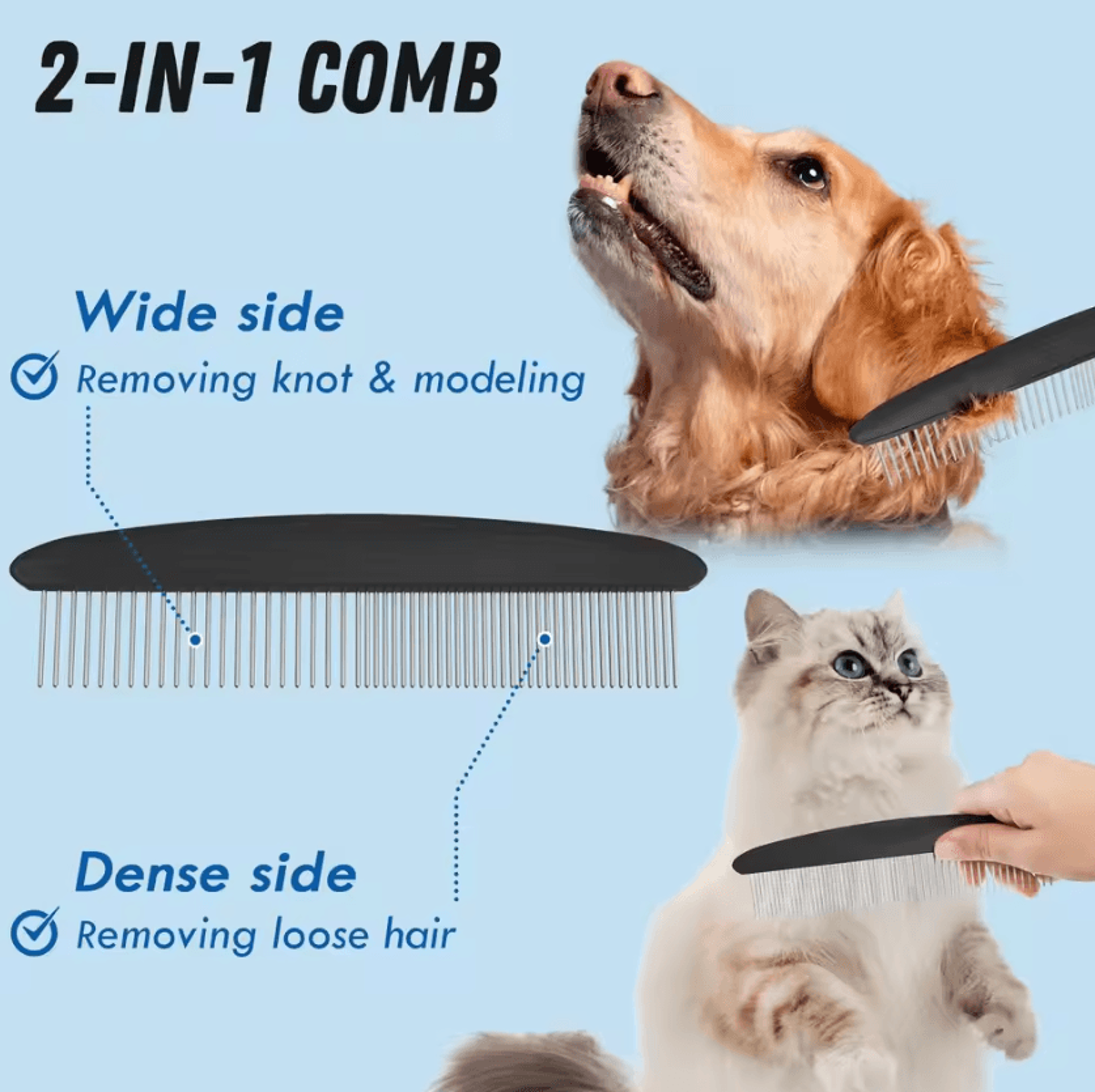 FurMaster Grooming Brush  Metal Comb Set For LongHaired Pets 2