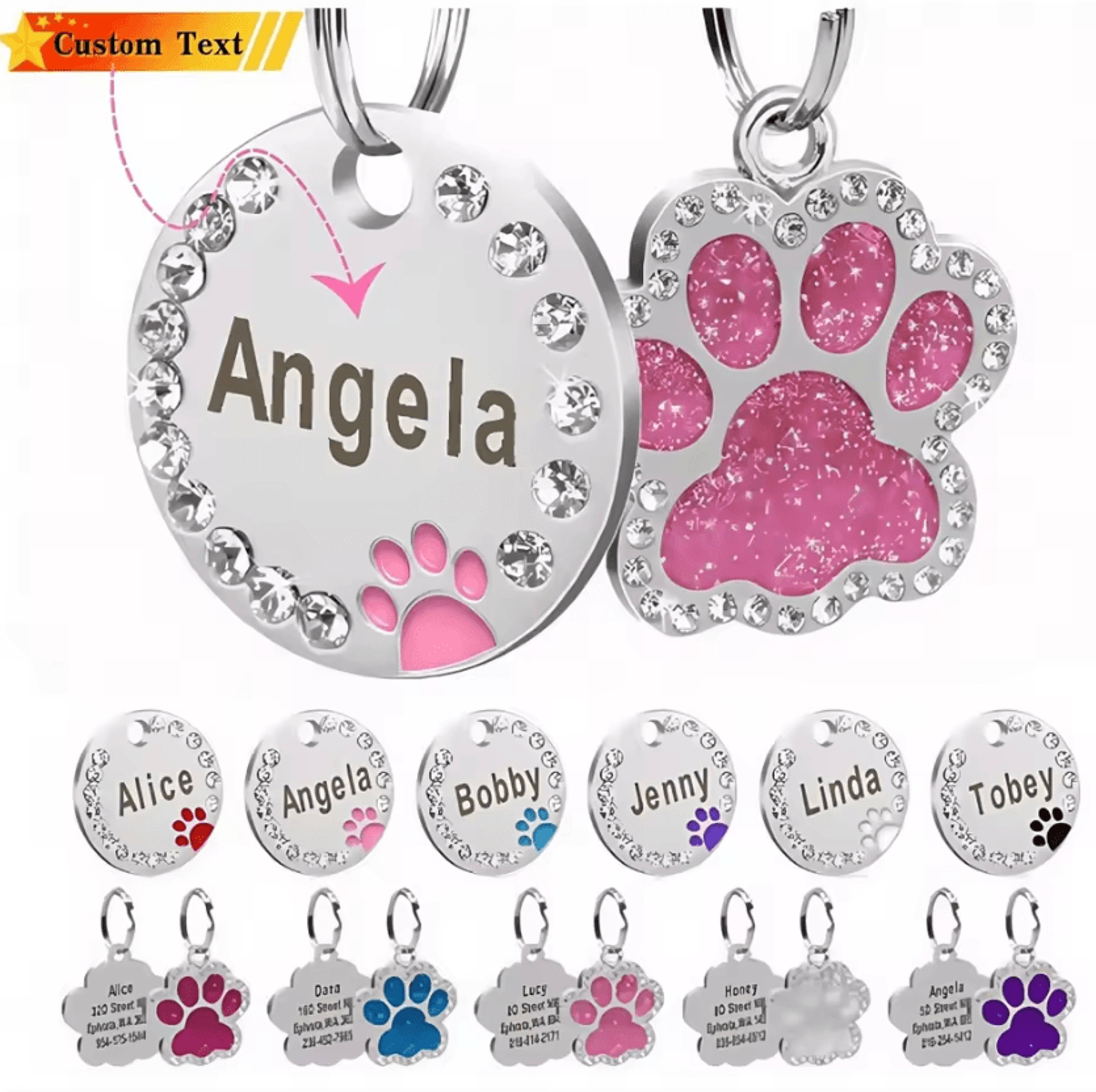 diamondtag personalized stainless steel pet id pendant