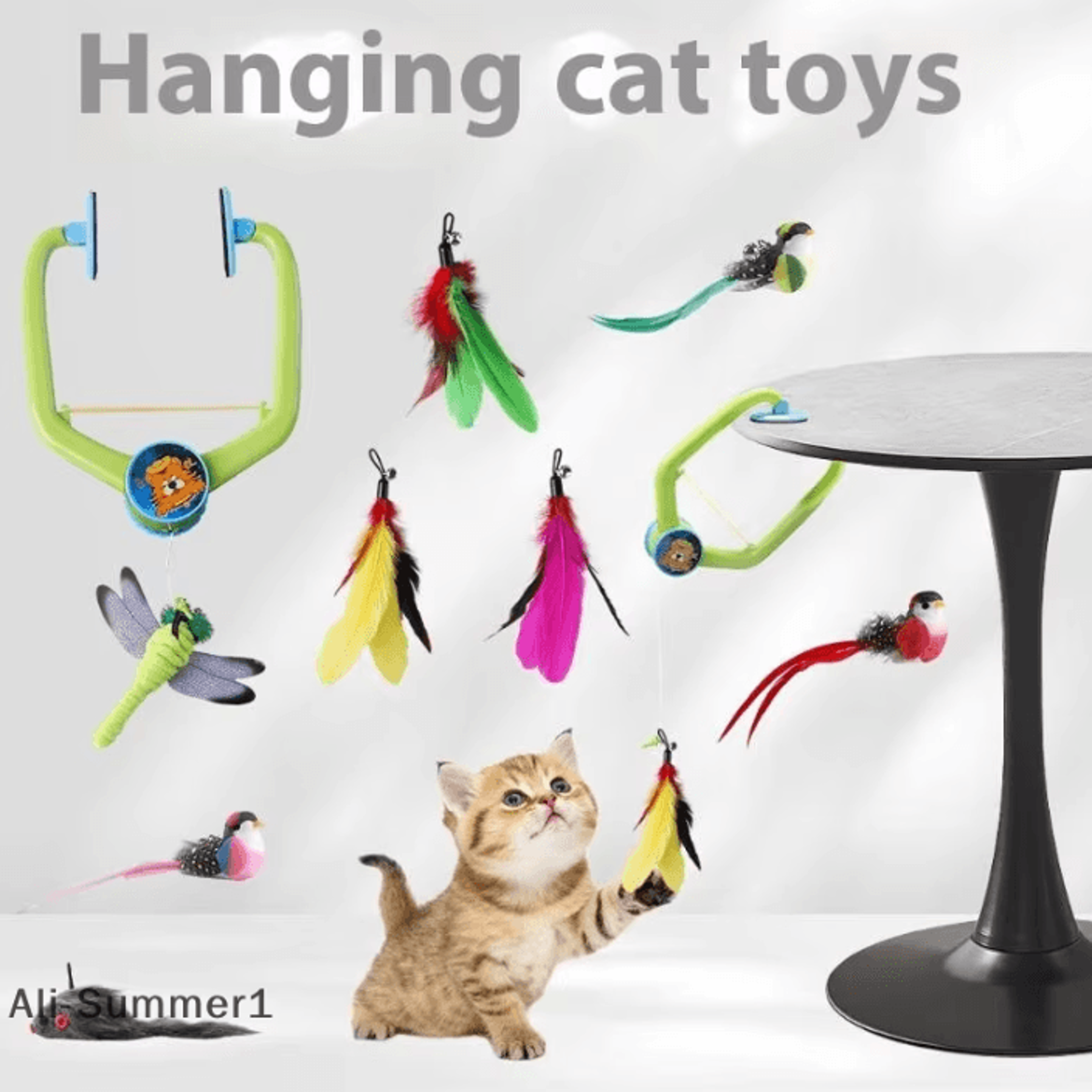 DoorHanging Feather Chase Cat Toy  Interactive SelfPlay Teaser 1