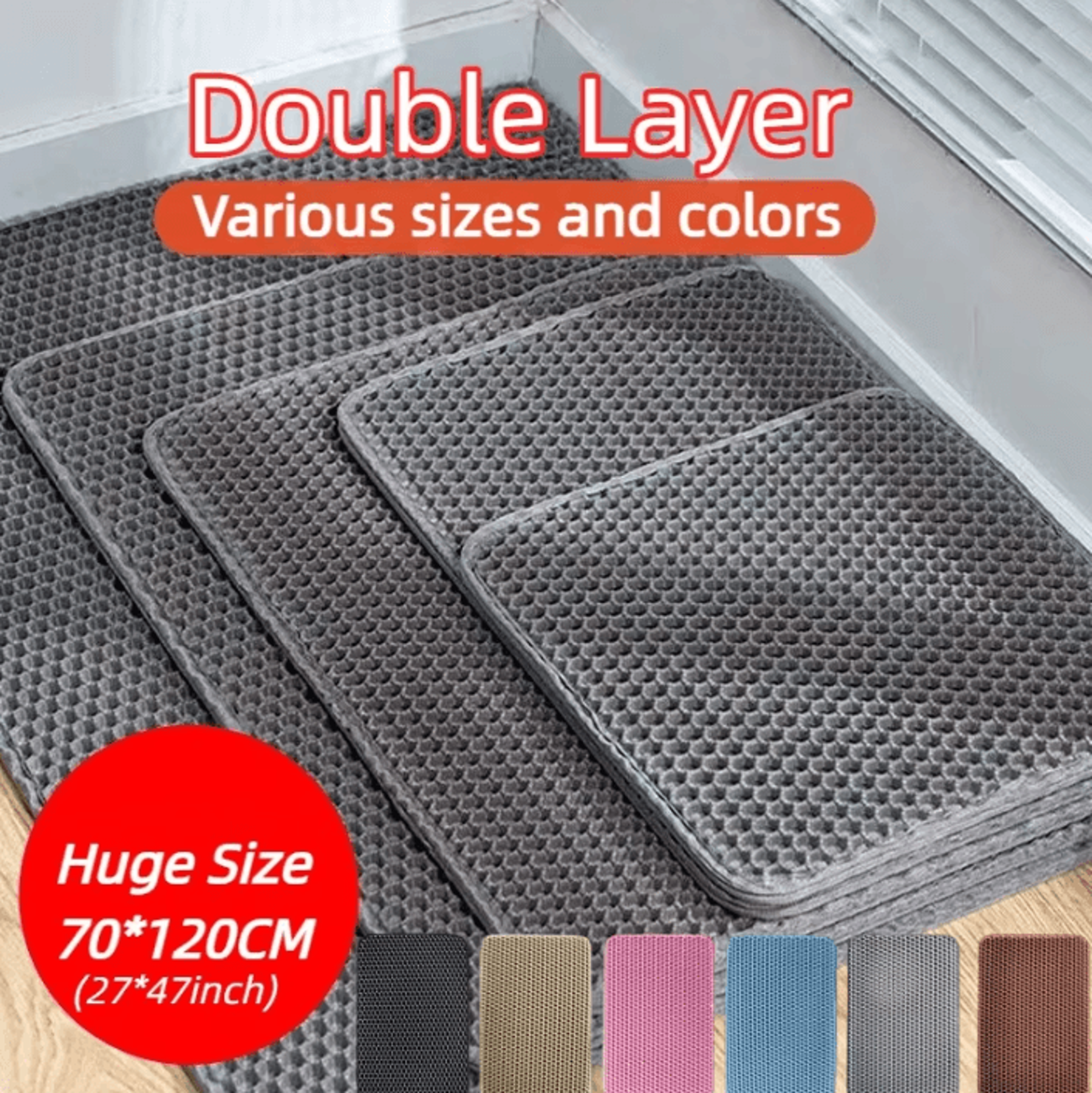 DoubleLayer Cat Litter Mat  Waterproof Litter Trapping Floor Protector 0