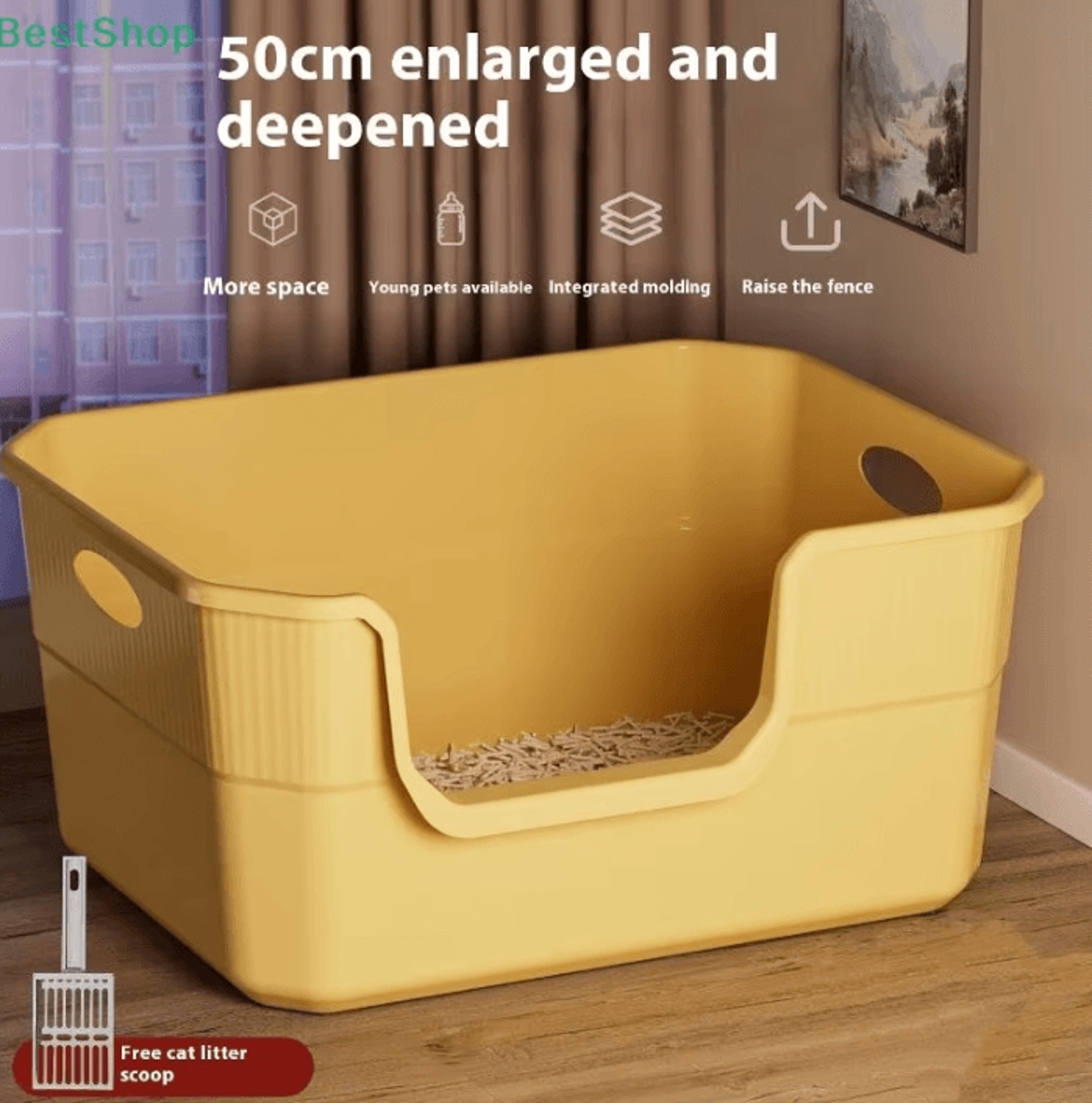 Extra Large AntiSplash Cat Litter Box With High Sides 1