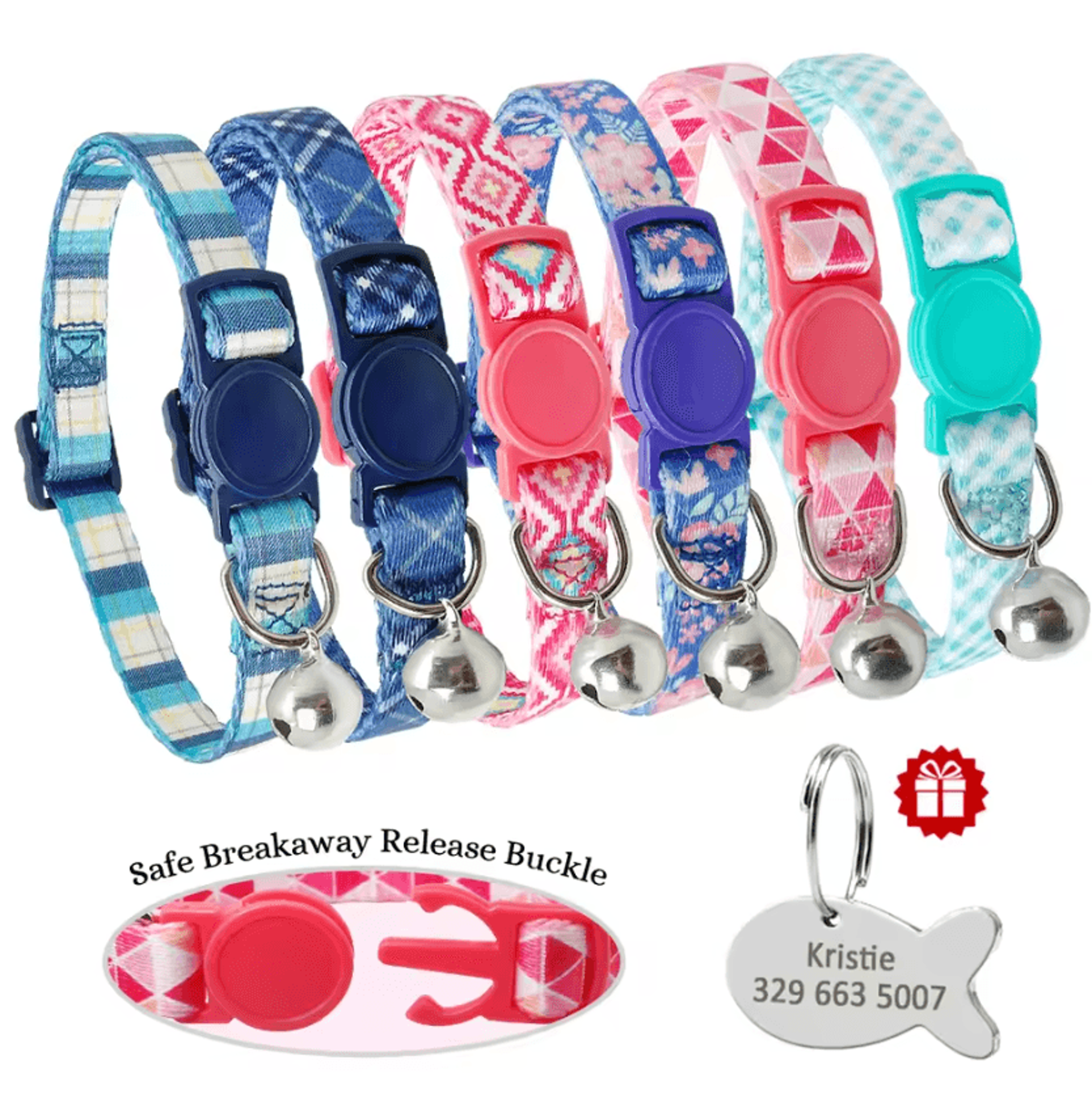 Personalized Engraved Nylon Pet Collar For Cats  Small Dogs 1