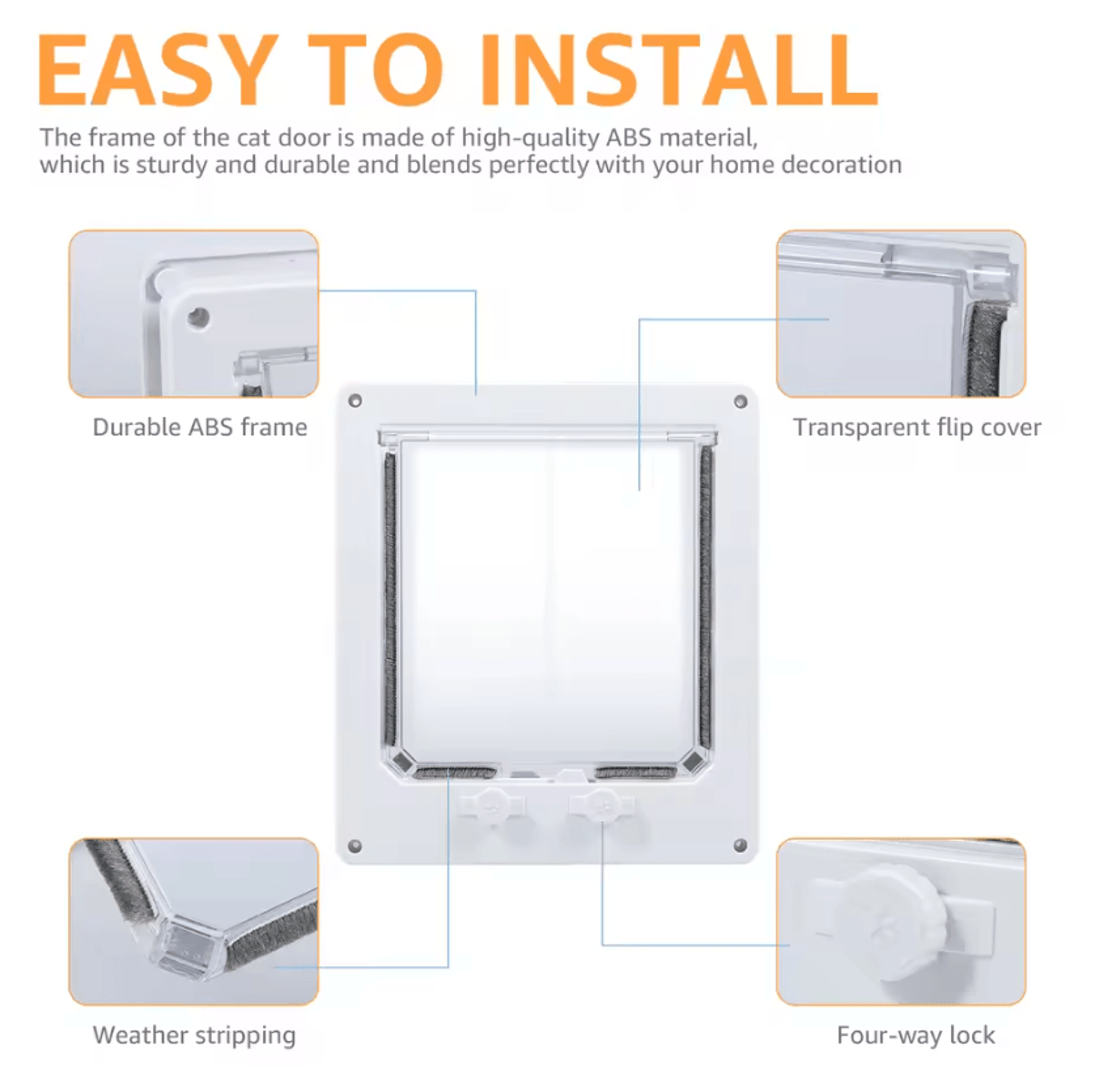 4Way Locking Cat Door For Interior Doors 2