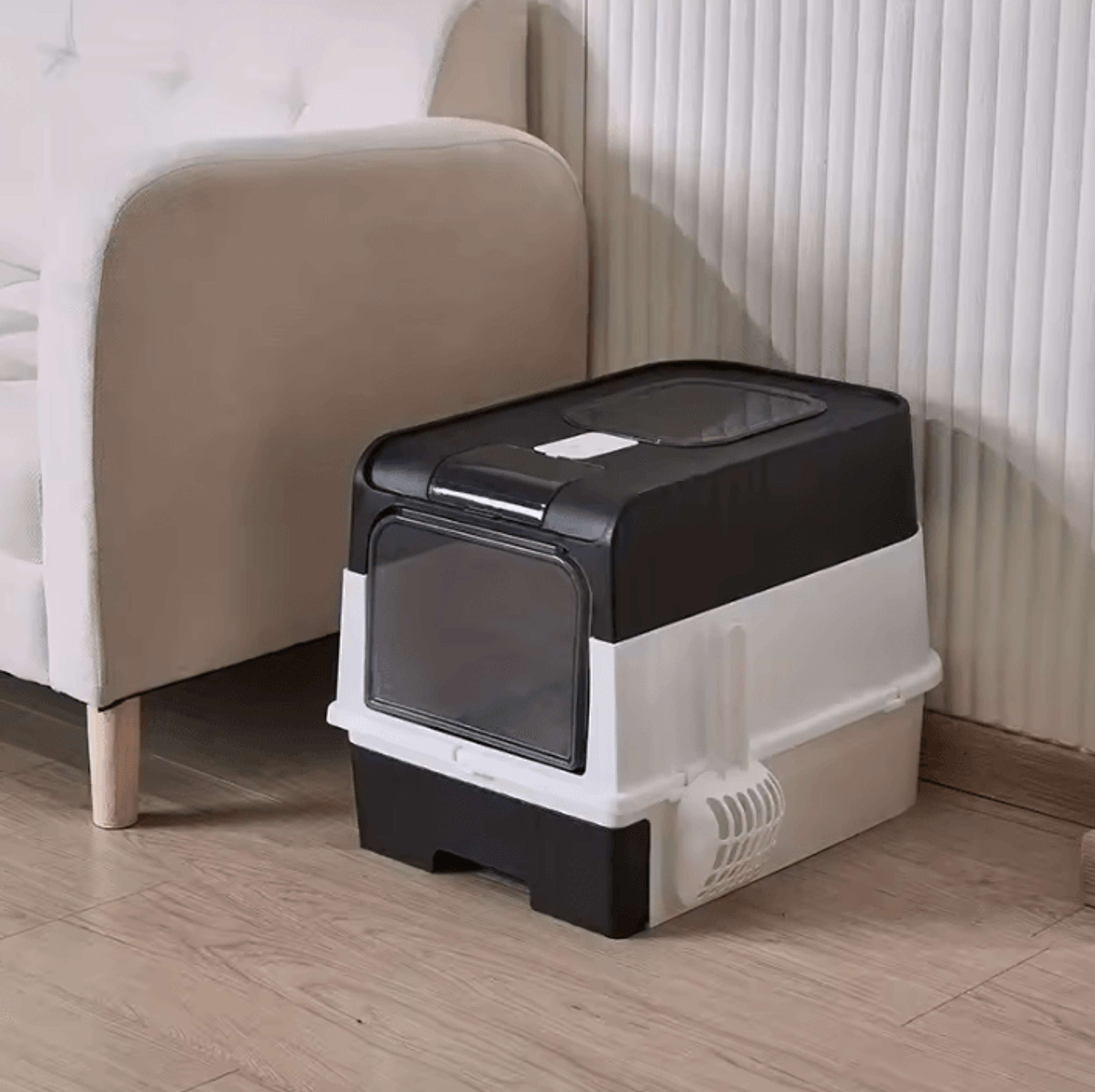 FoldAway Portable Cat Litter Box With Splash Guard  Scoop 3
