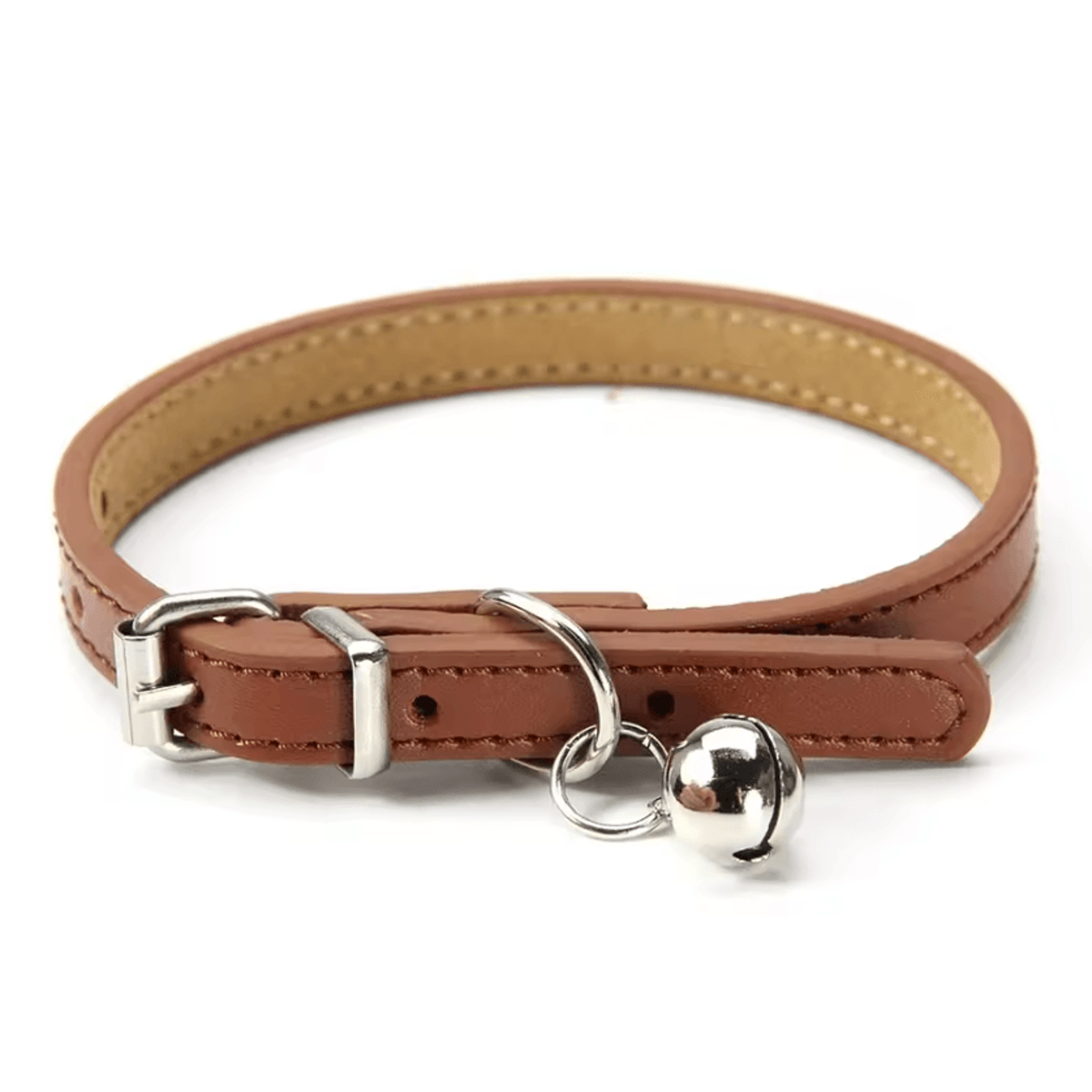Premium Genuine Leather Cat Collar With Bell 3