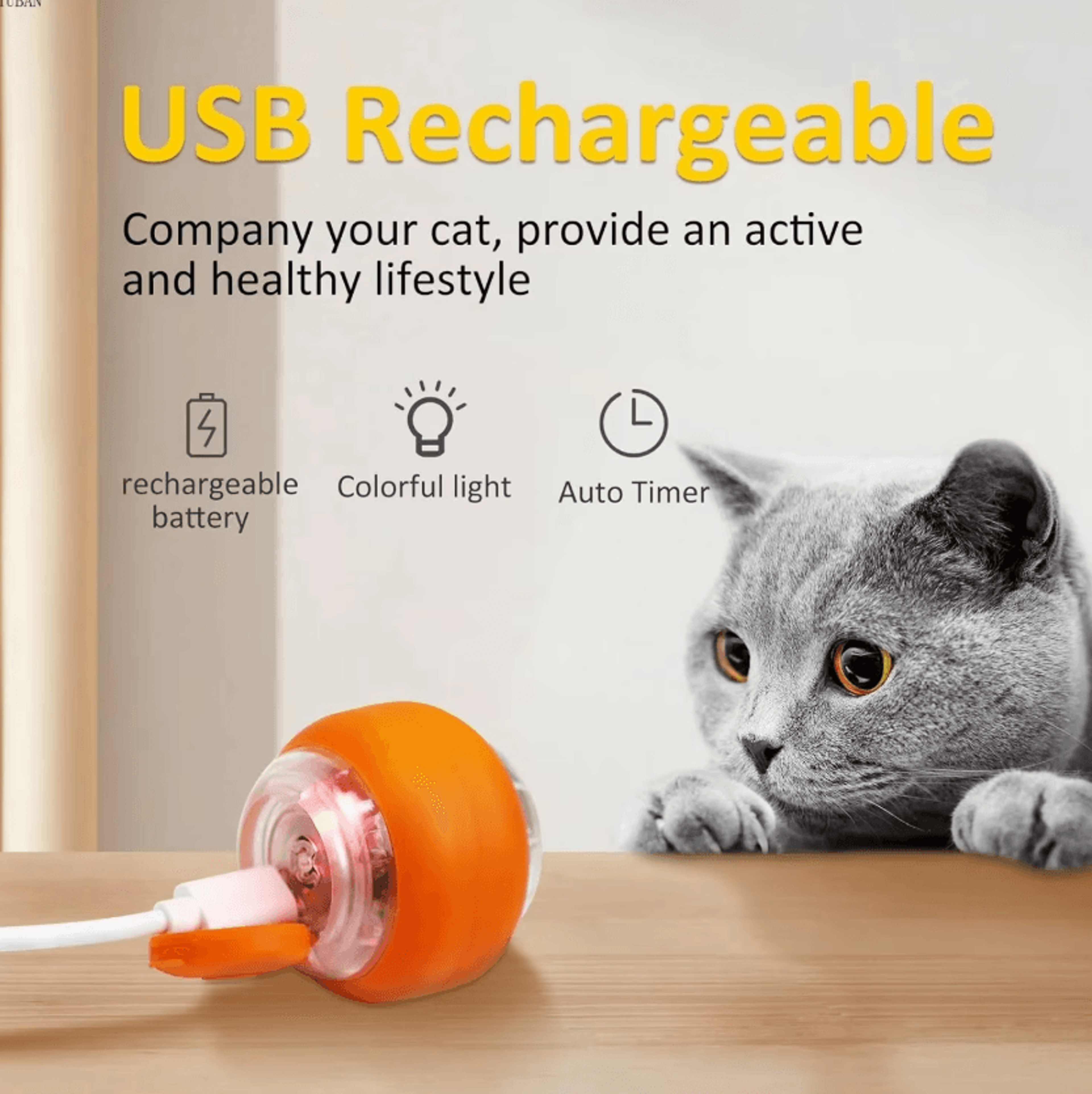 Smart Chase Rechargeable Rolling Ball For Cats  Small Dogs 3