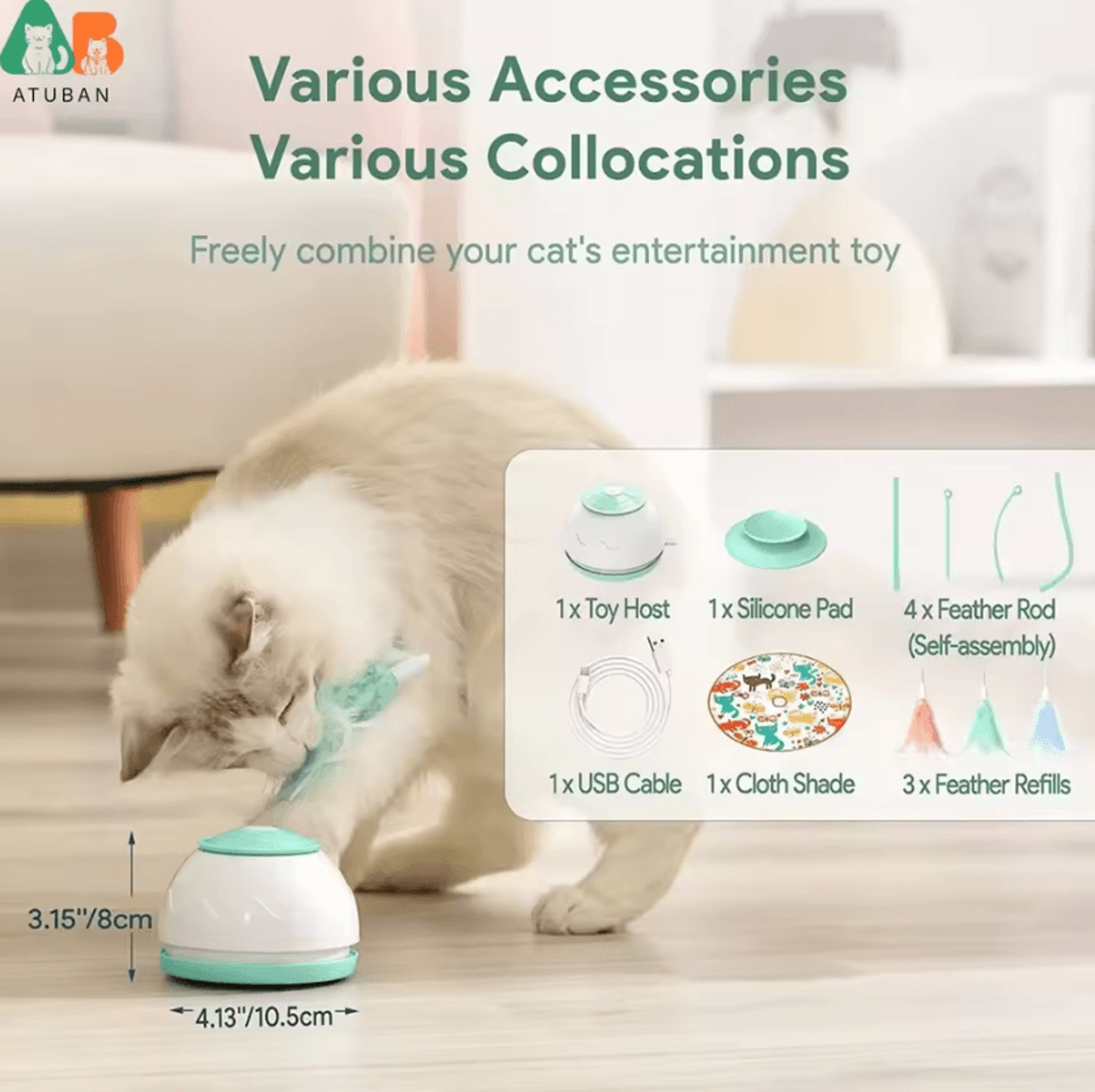ATUBAN TurboWand Interactive Motion Cat Toy 3