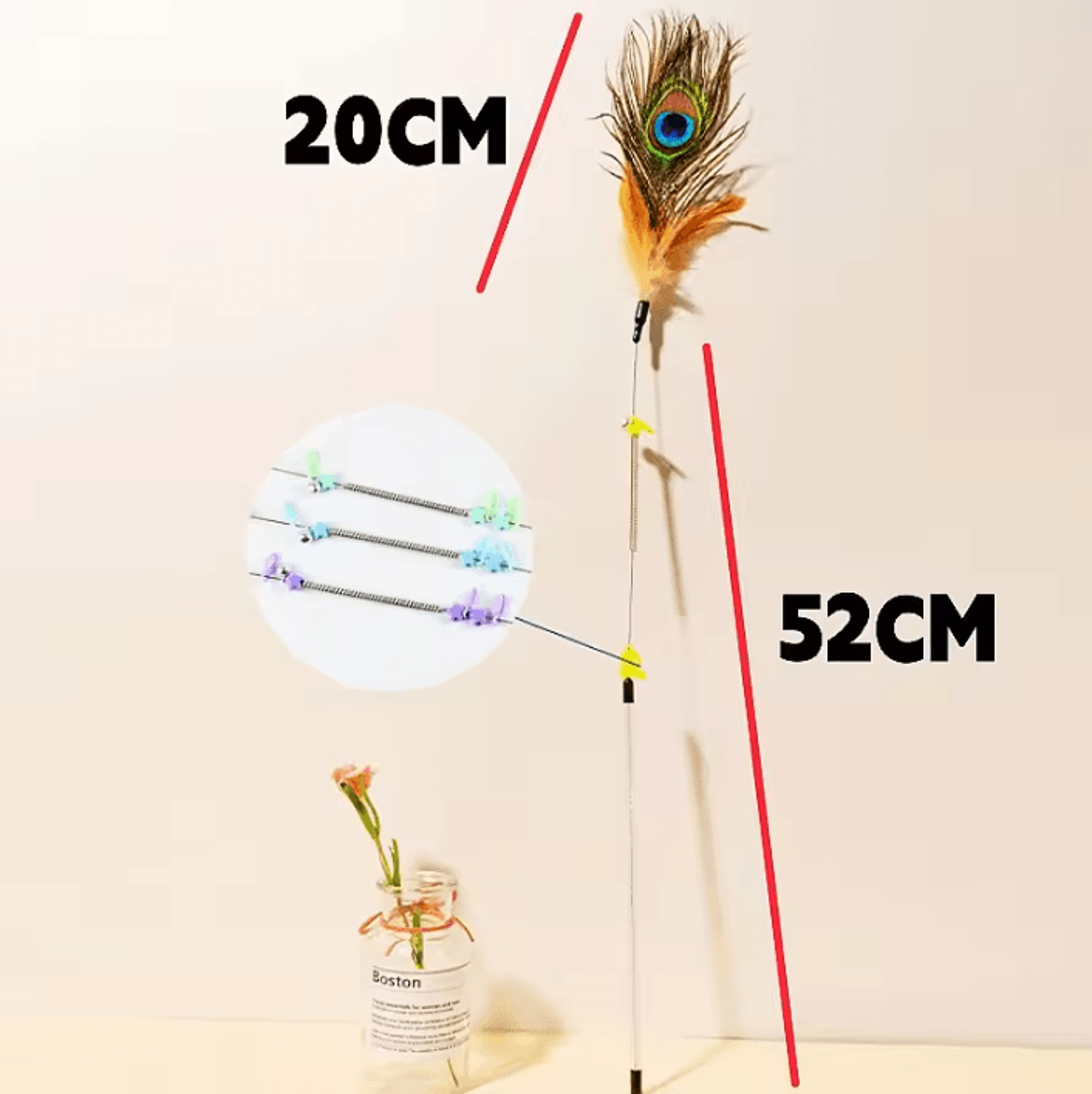Peacock Feather Interactive Cat Wand Toy 3