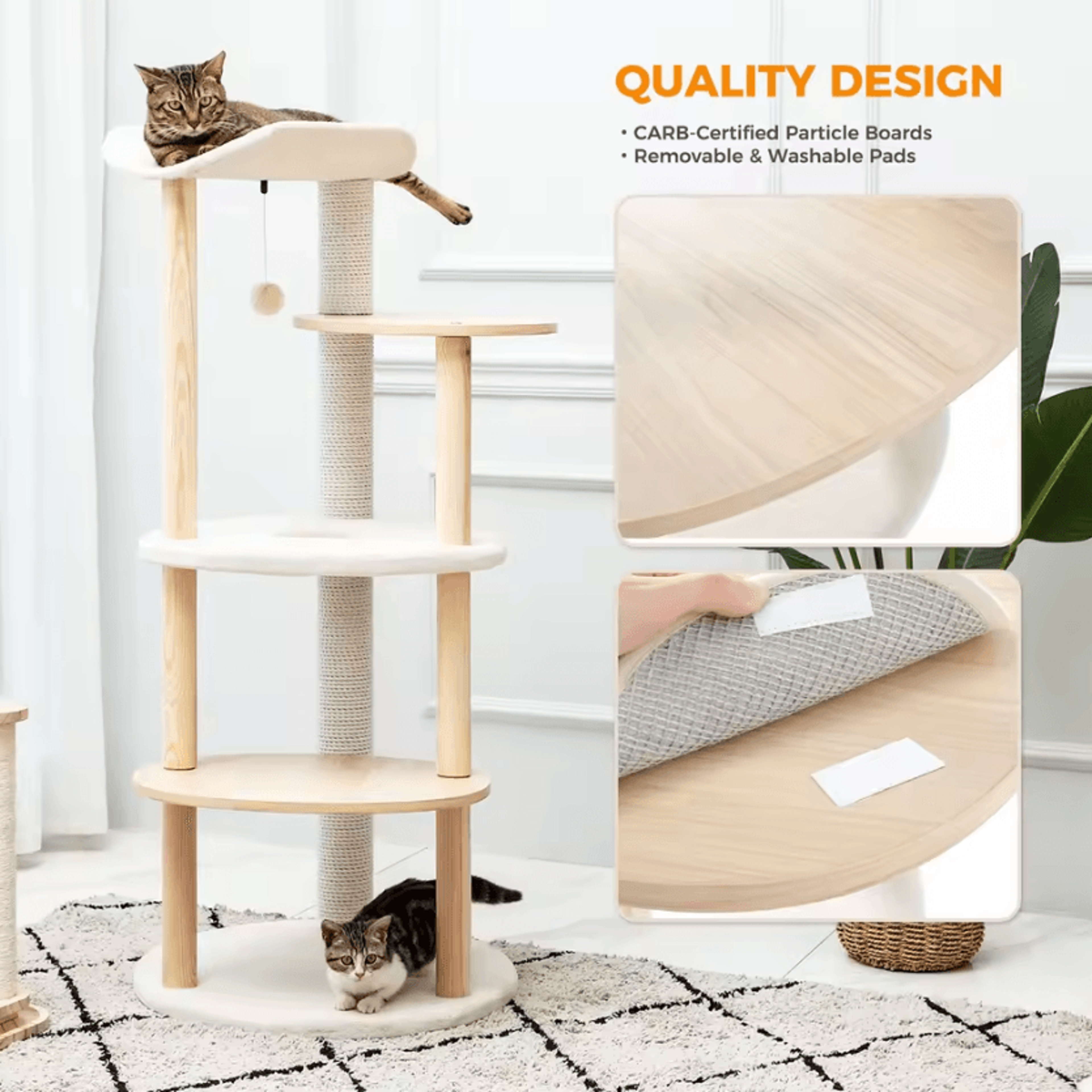 SummitPaws Wooden Cat Tree Tower 3