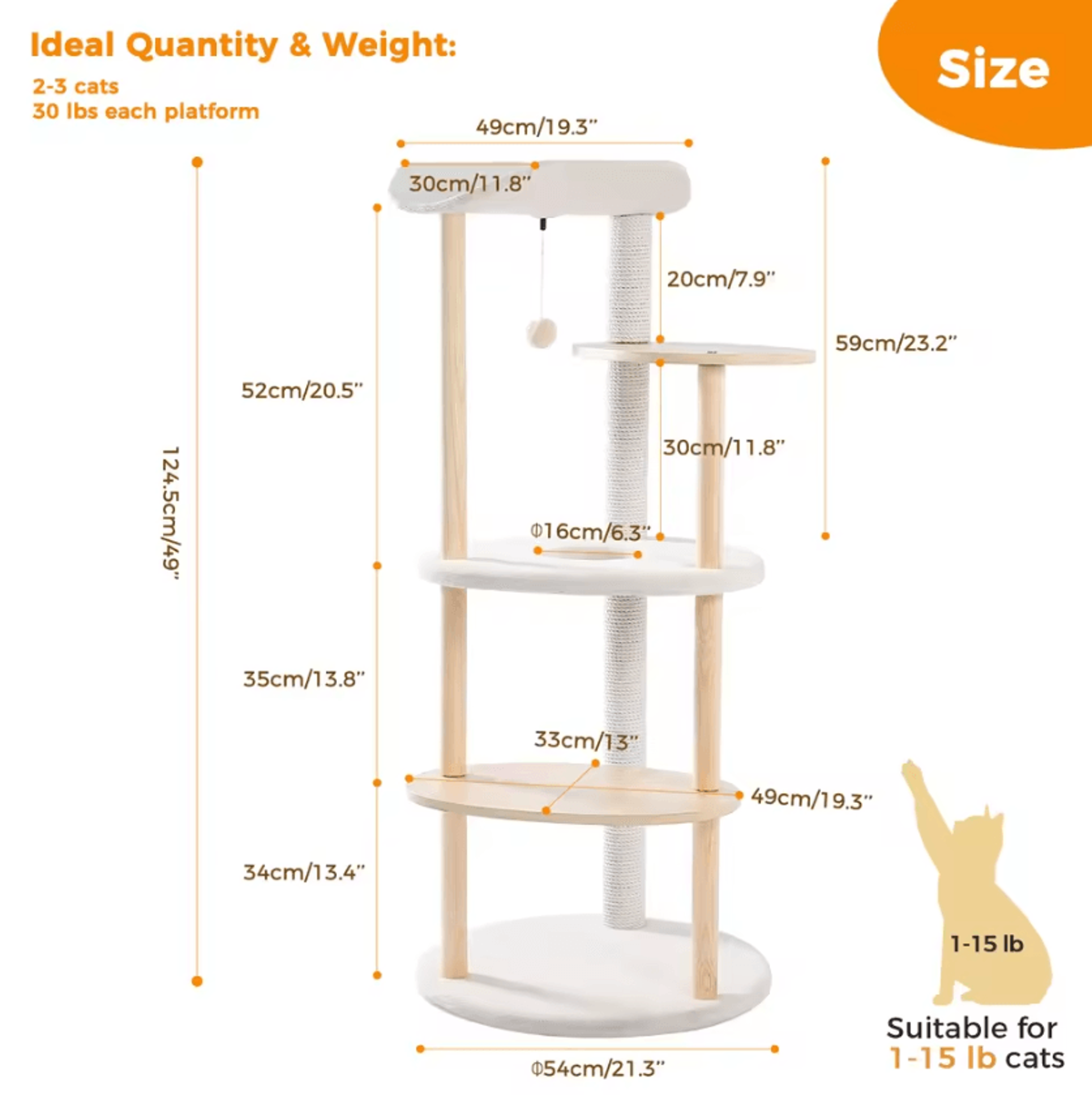 SummitPaws Wooden Cat Tree Tower 4