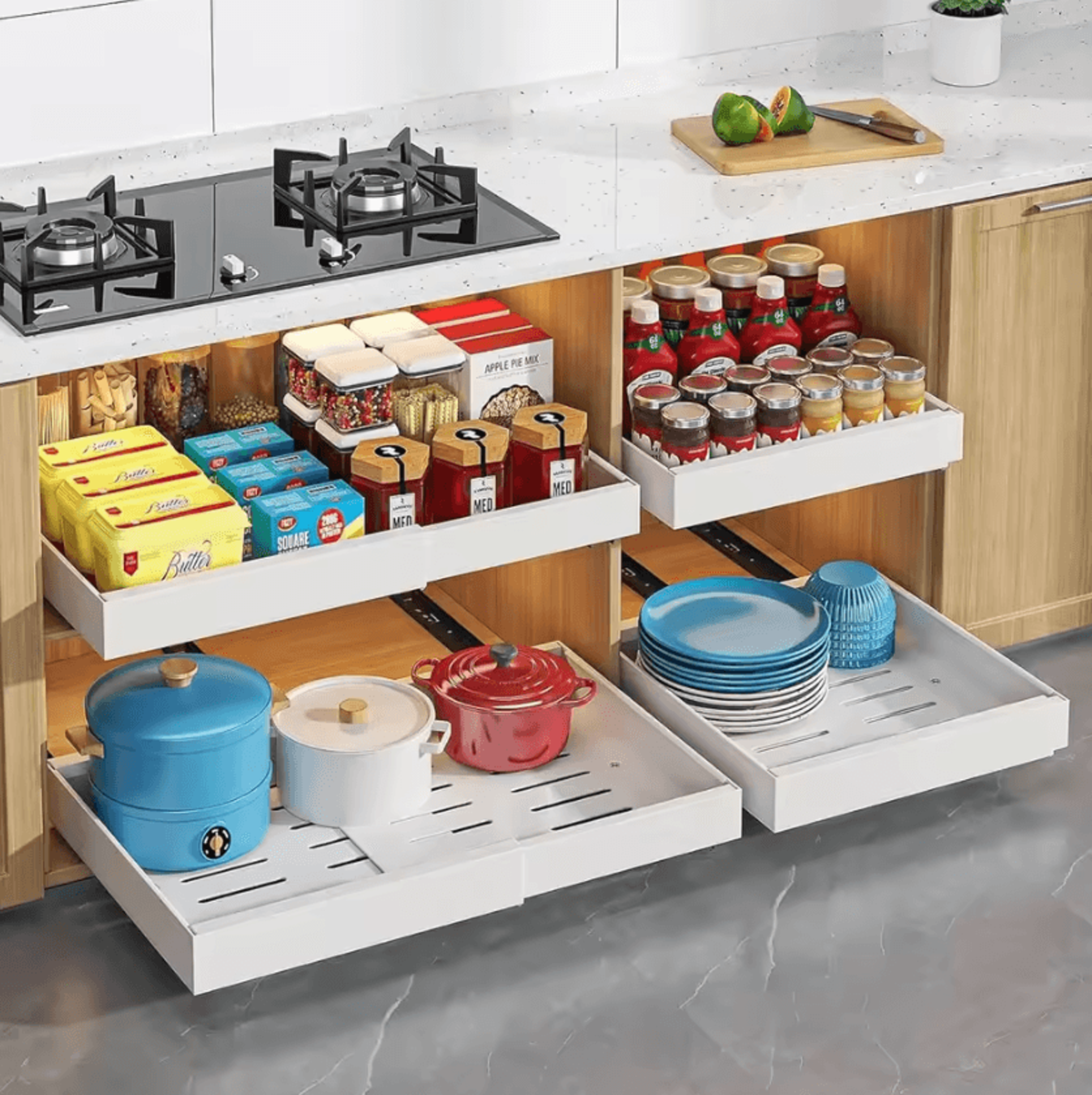 SlideMax PullOut Cabinet Organizer  Expandable Storage Drawer 0