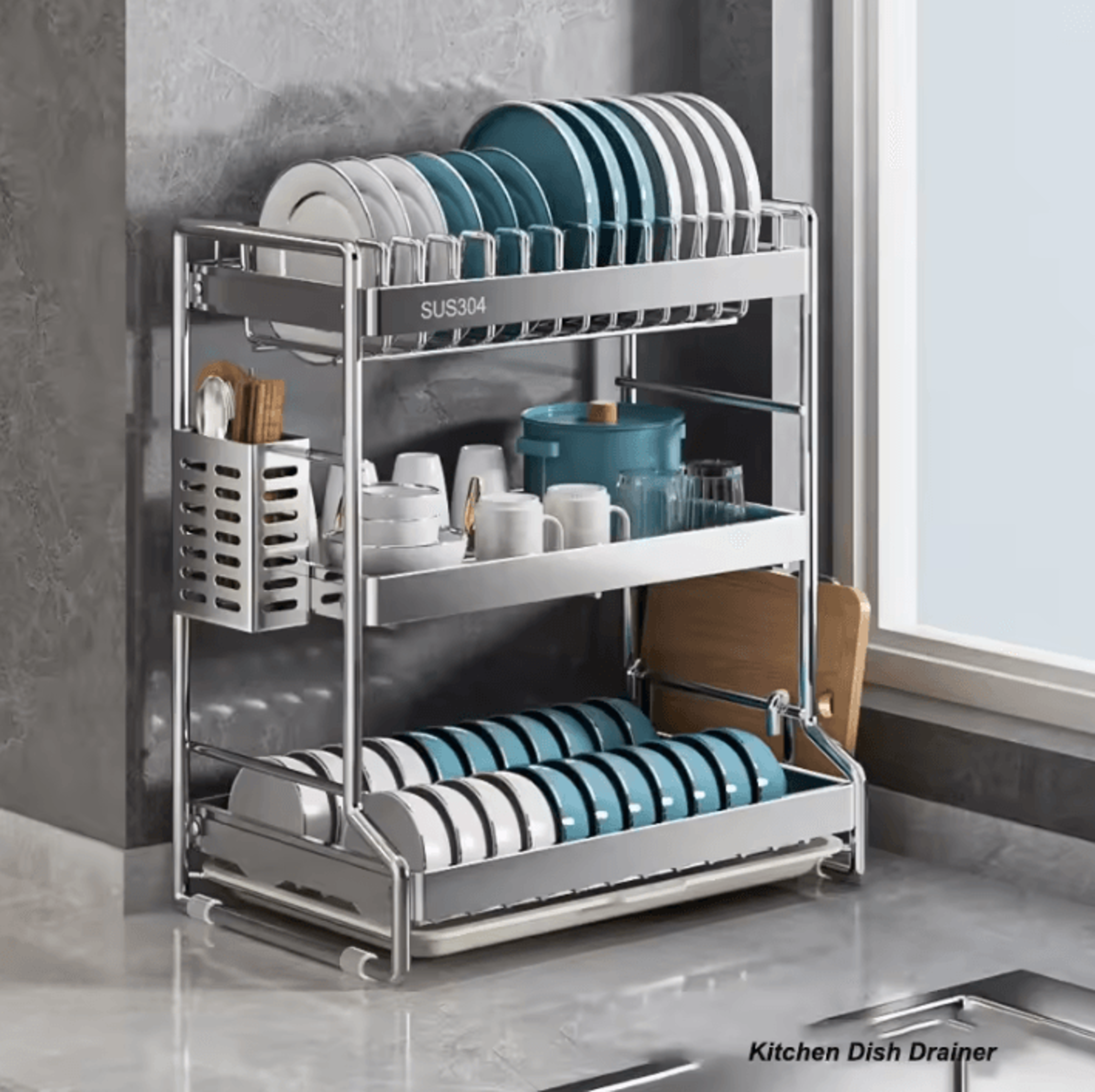 drymaster stainless steel dish drainer rack & kitchen countertop organizer