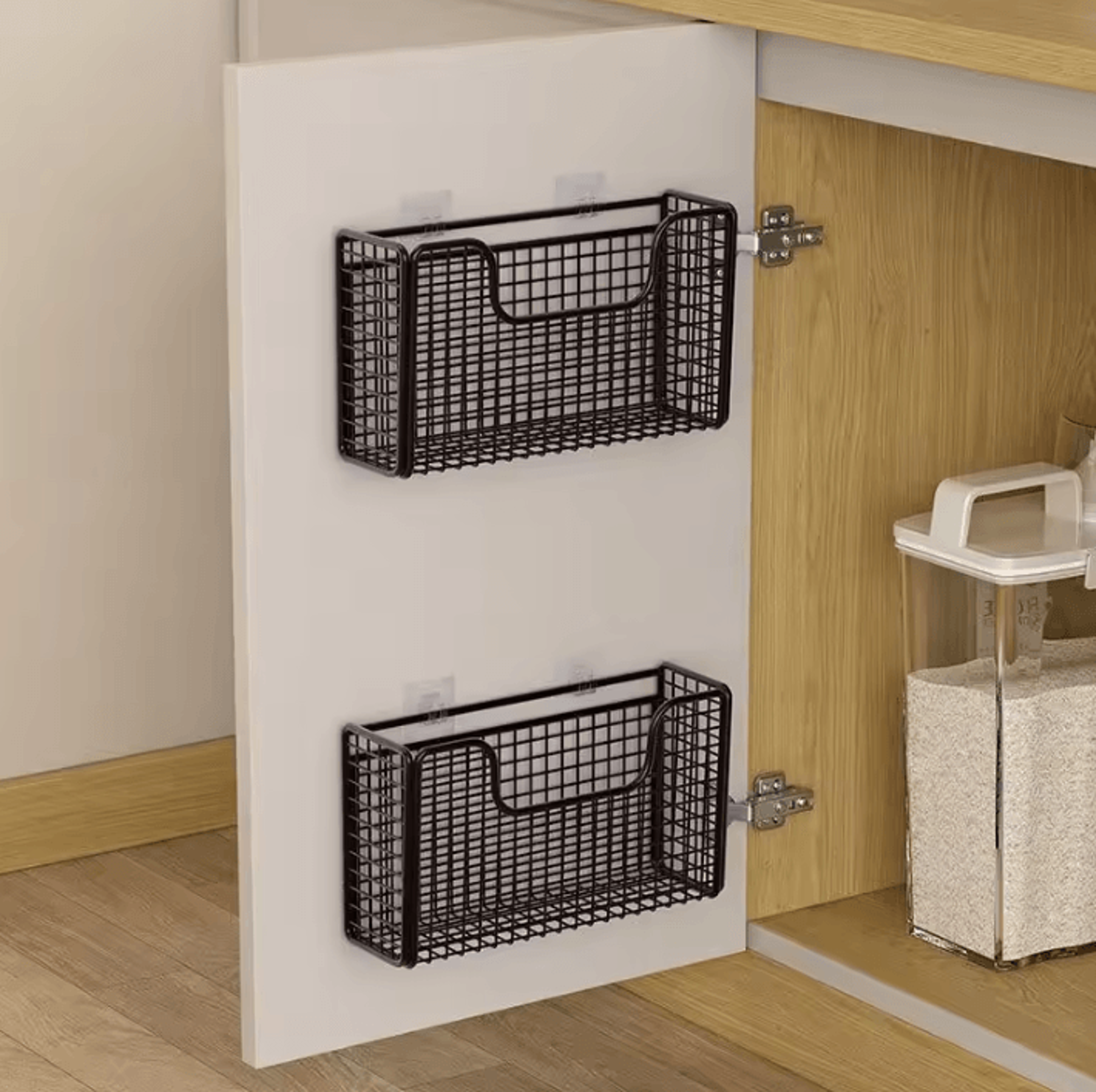 doorspace cabinet door storage rack & punch-free organizer shelf