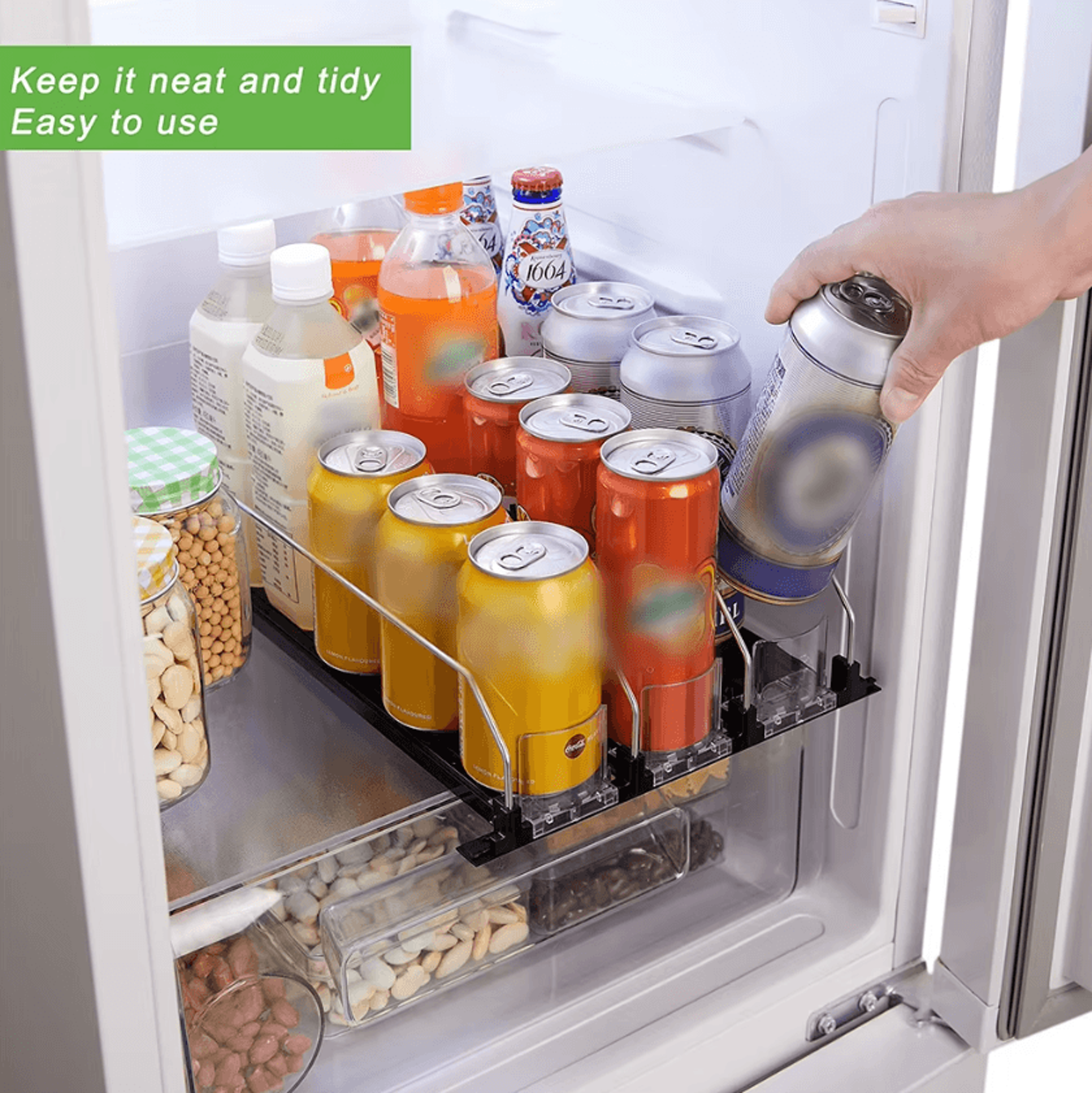 GlideFlow AutoFeed Beverage Can Organizer Rack 1