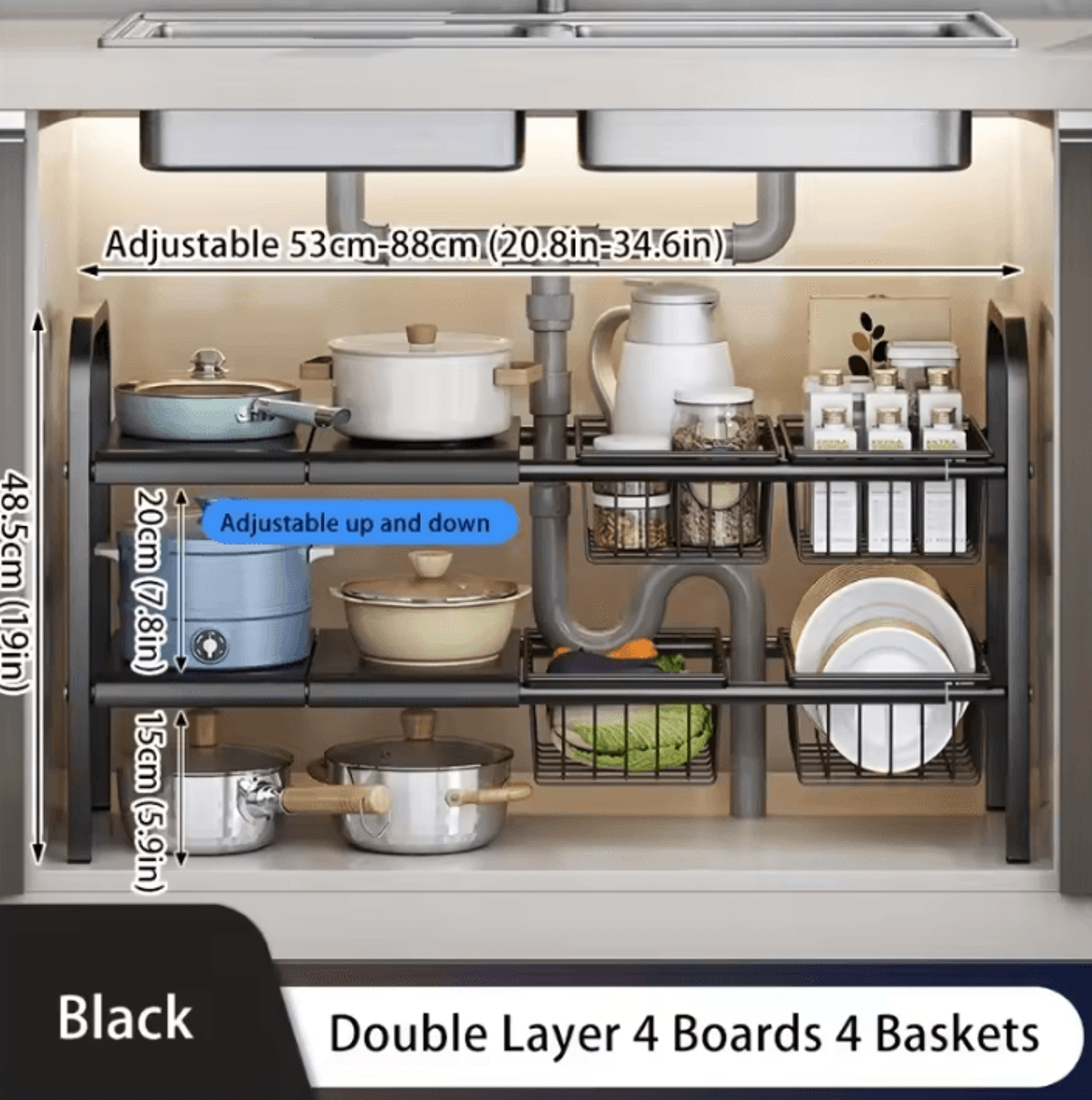 FlexiSpace Expandable Under Sink Storage Organizer 5