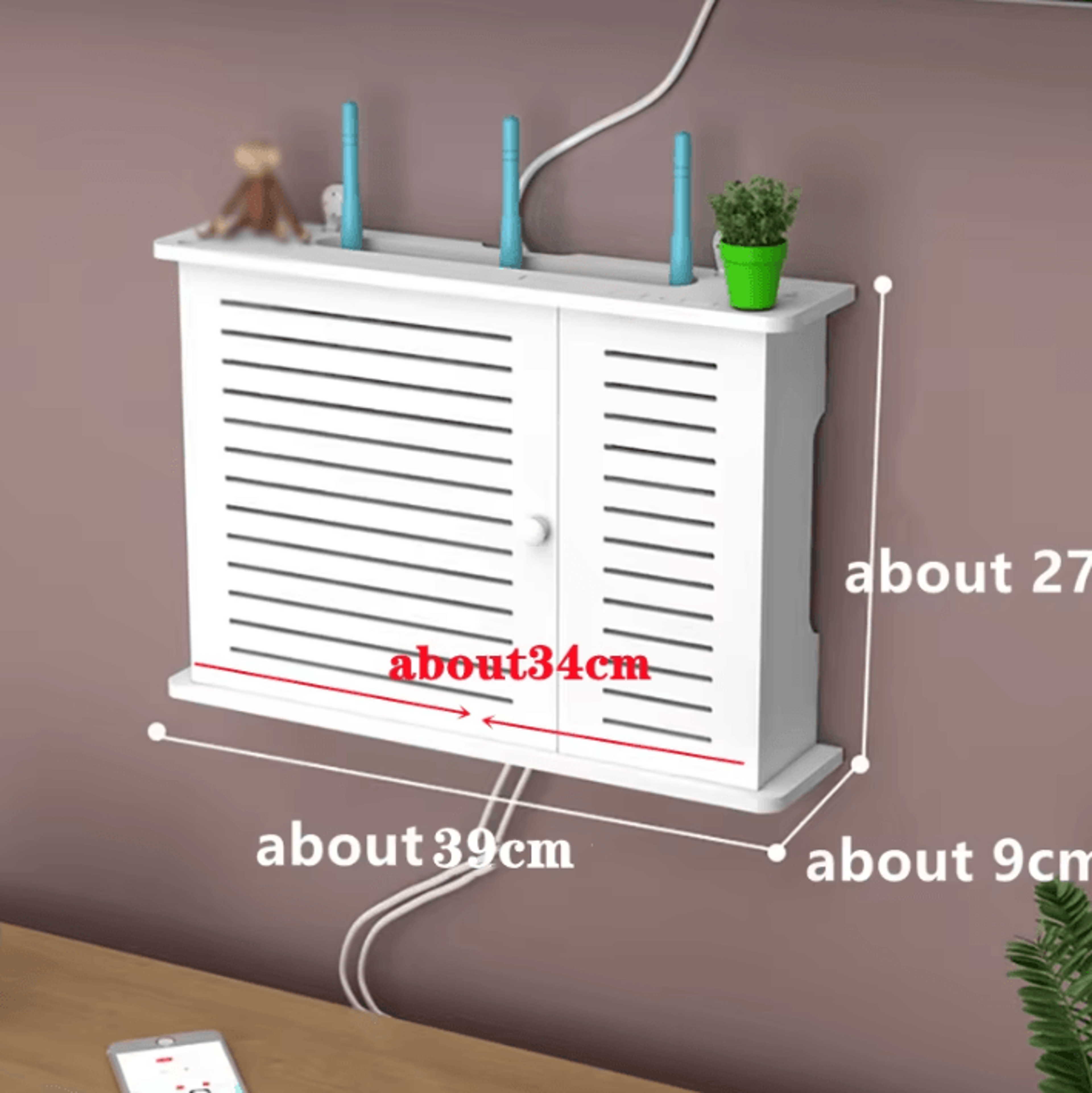 HideAway WiFi Router Storage Shelf  Cable Organizer 0