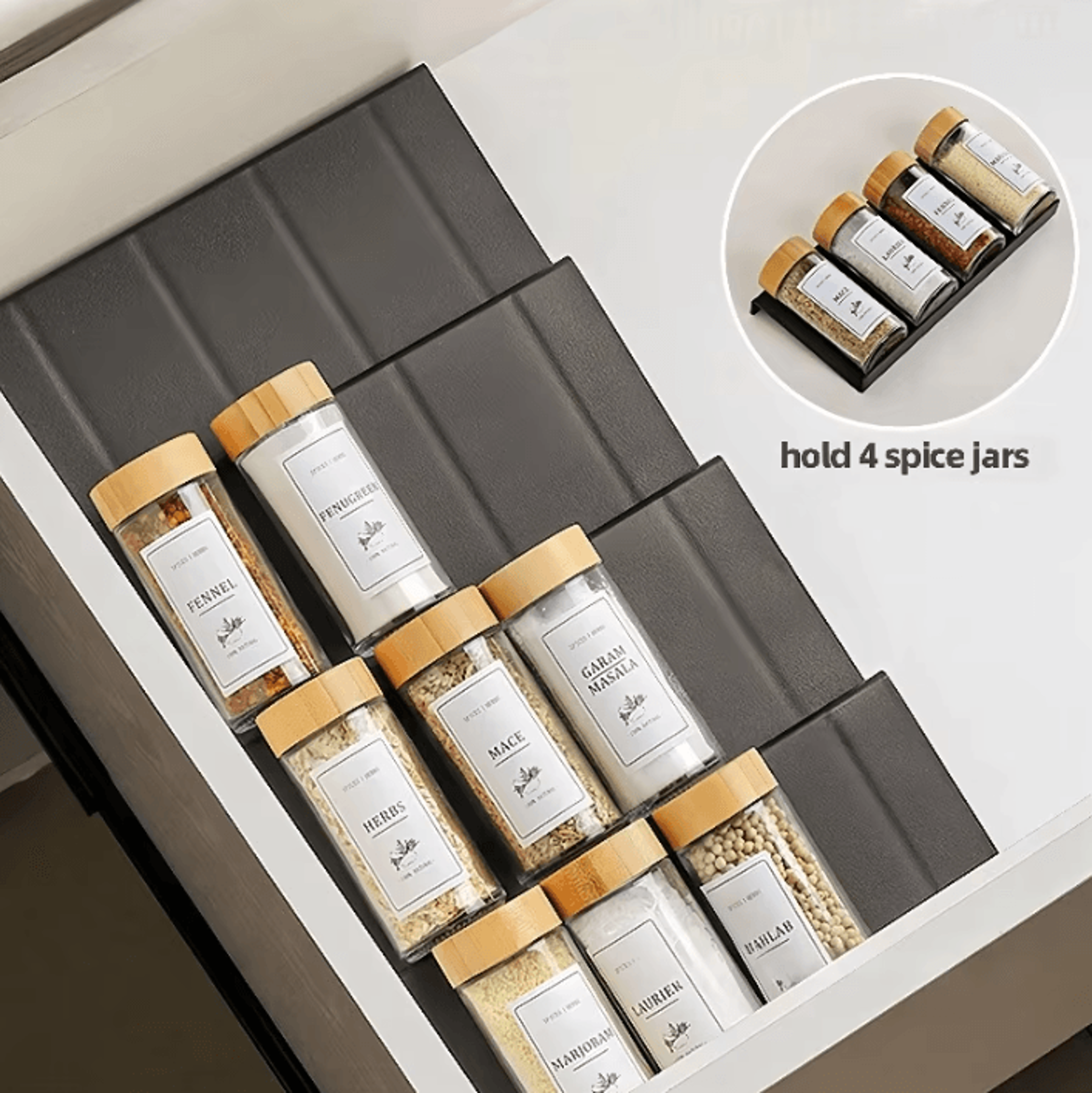 SpiceStack 4Tier Adjustable Spice Drawer Organizer 0