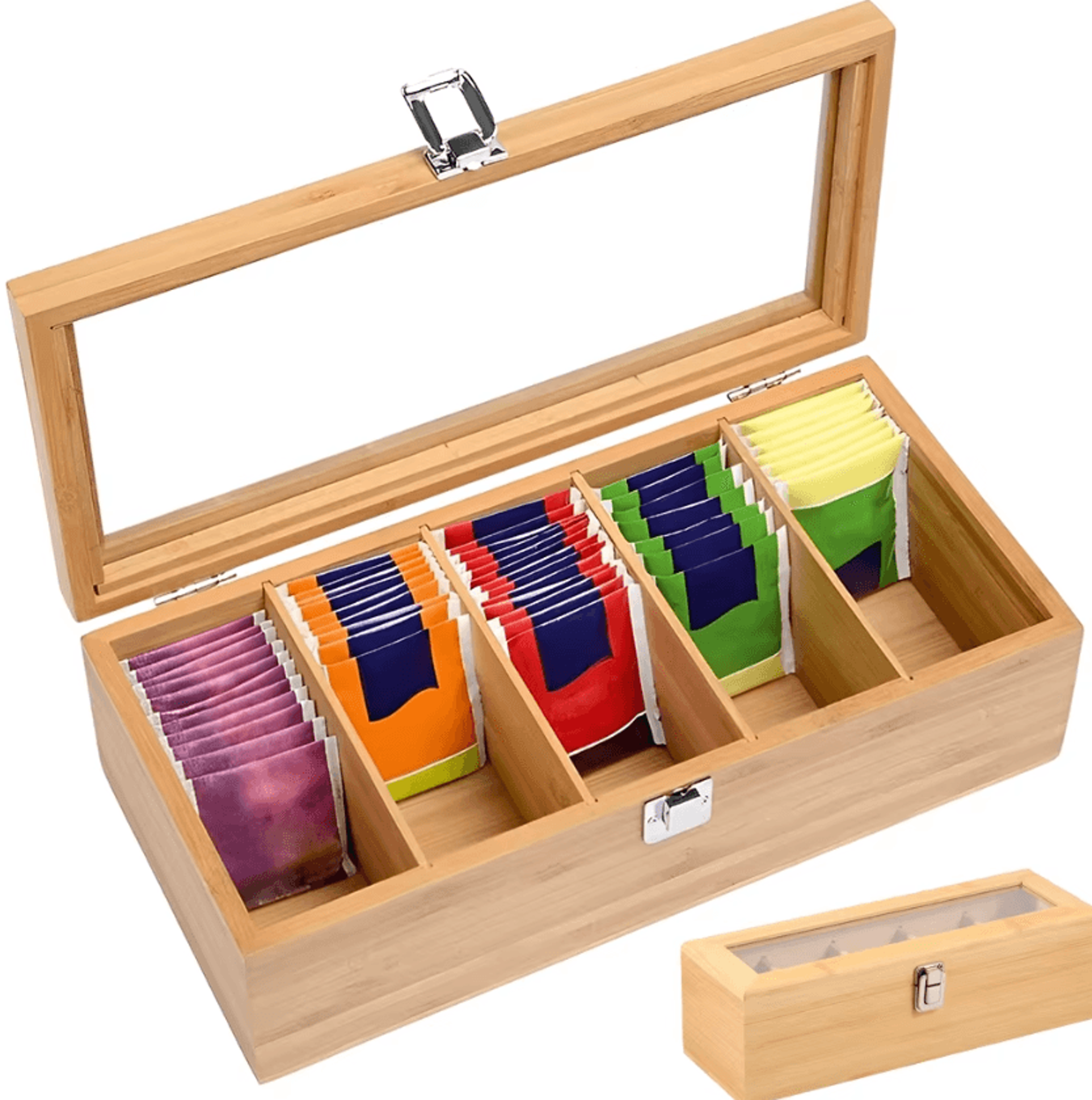BambooLeaf Tea Bag Organizer Storage Box 0