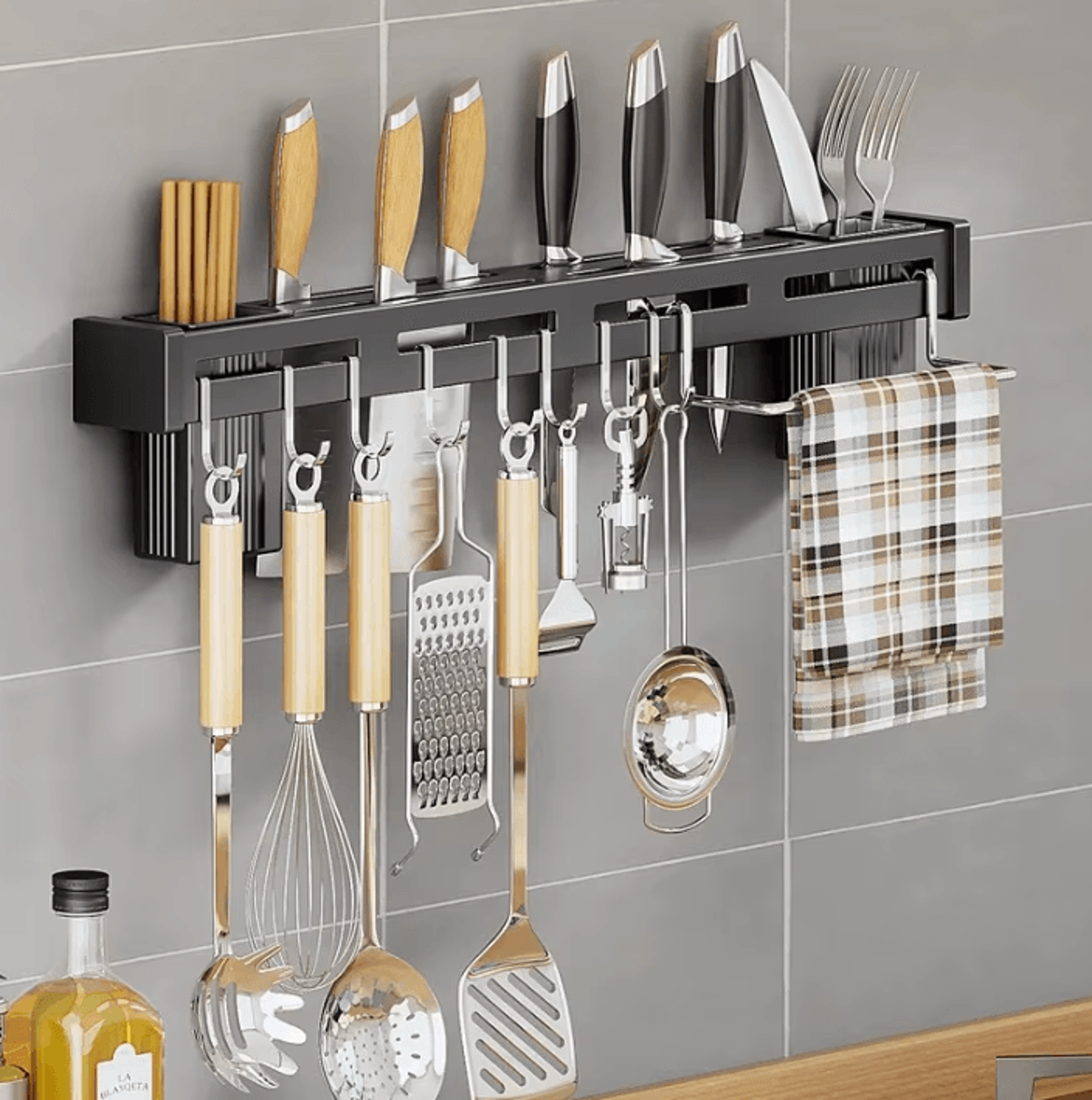 SteelEdge WallMounted Knife  Utensil Organizer Rack 2
